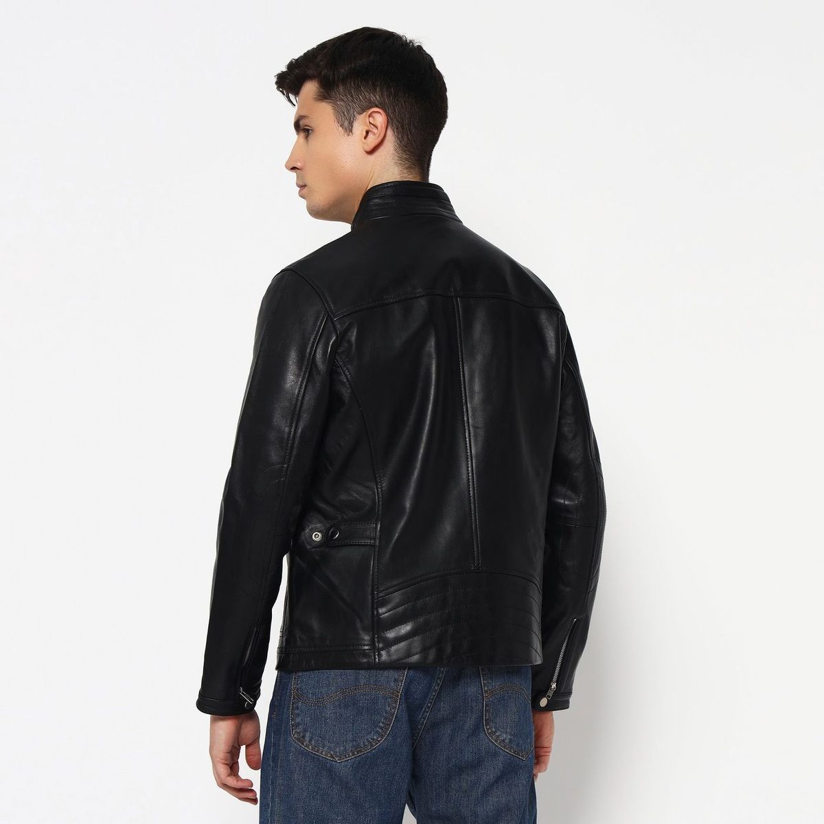Luxe Black Men's Leather Jacket thumbnail 3