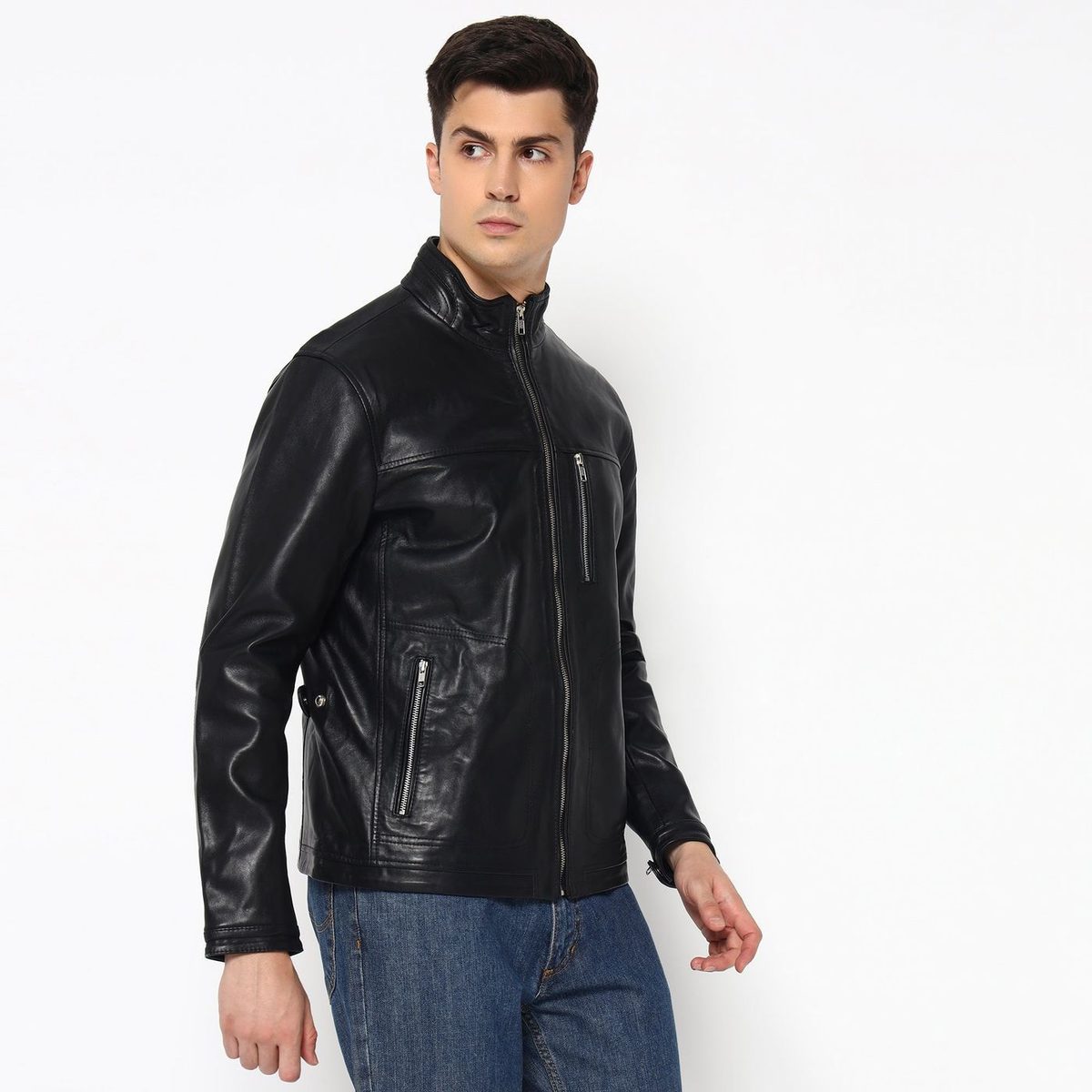 Luxe Black Men's Leather Jacket thumbnail 5