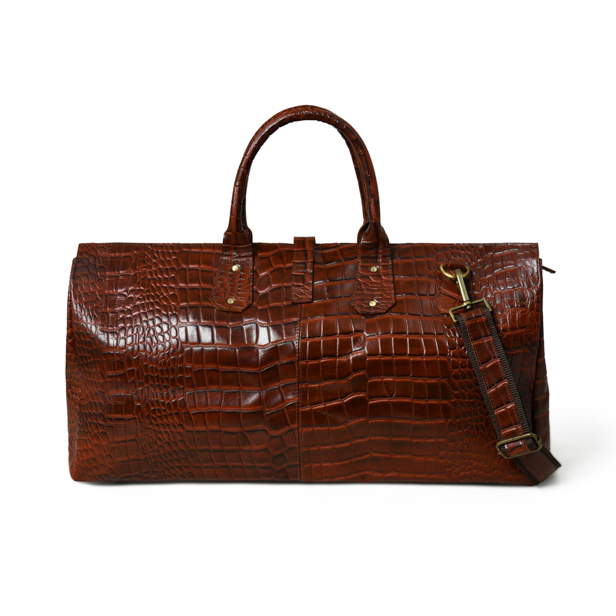 Luxehide Brown Croco Pattern Duffle thumbnail 4
