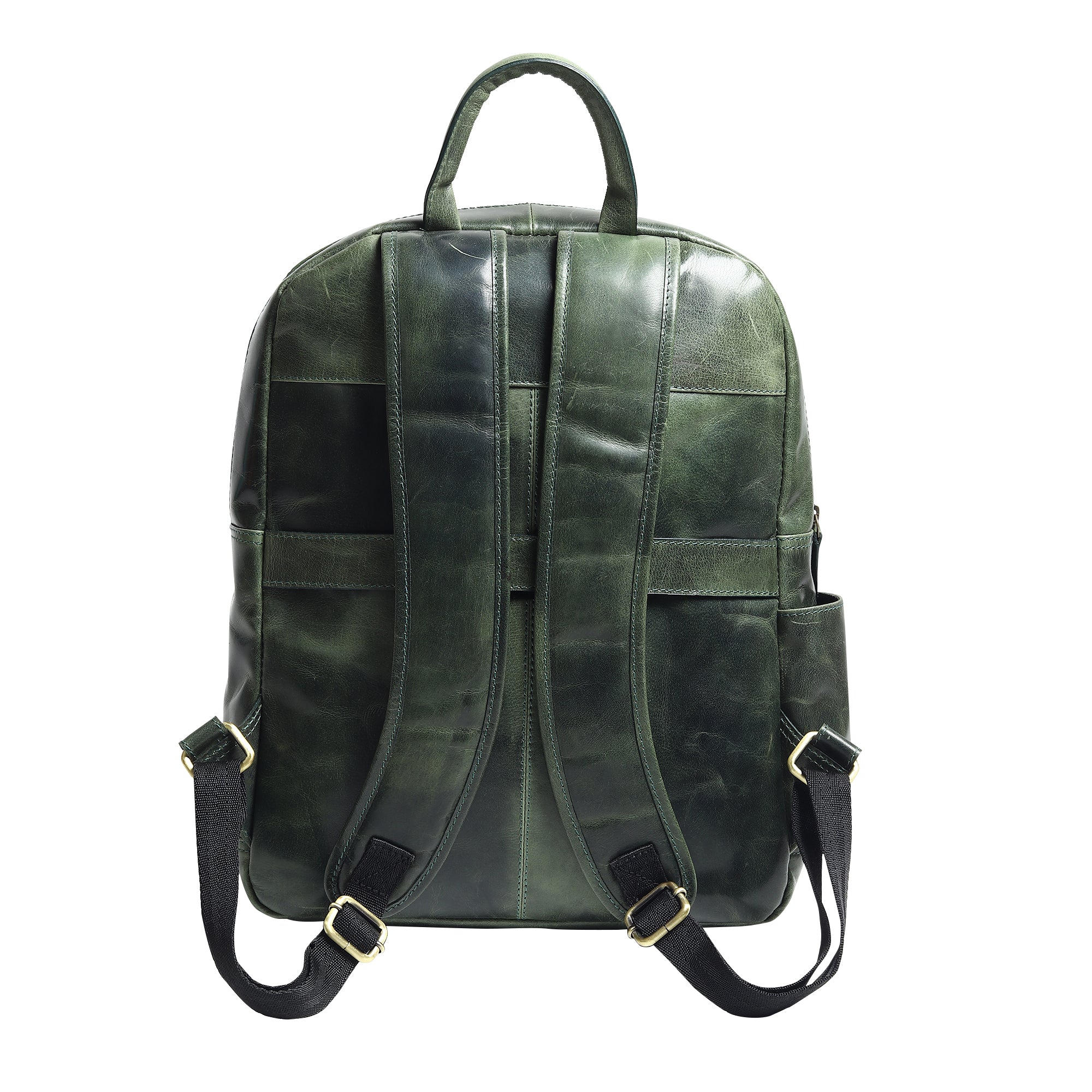 Luxury Italian Leather Backpack, Green thumbnail 10