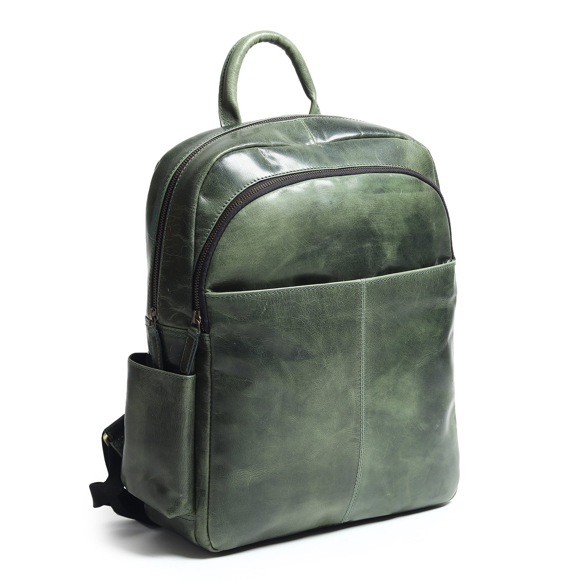 Luxury Italian Leather Backpack, Green thumbnail 7