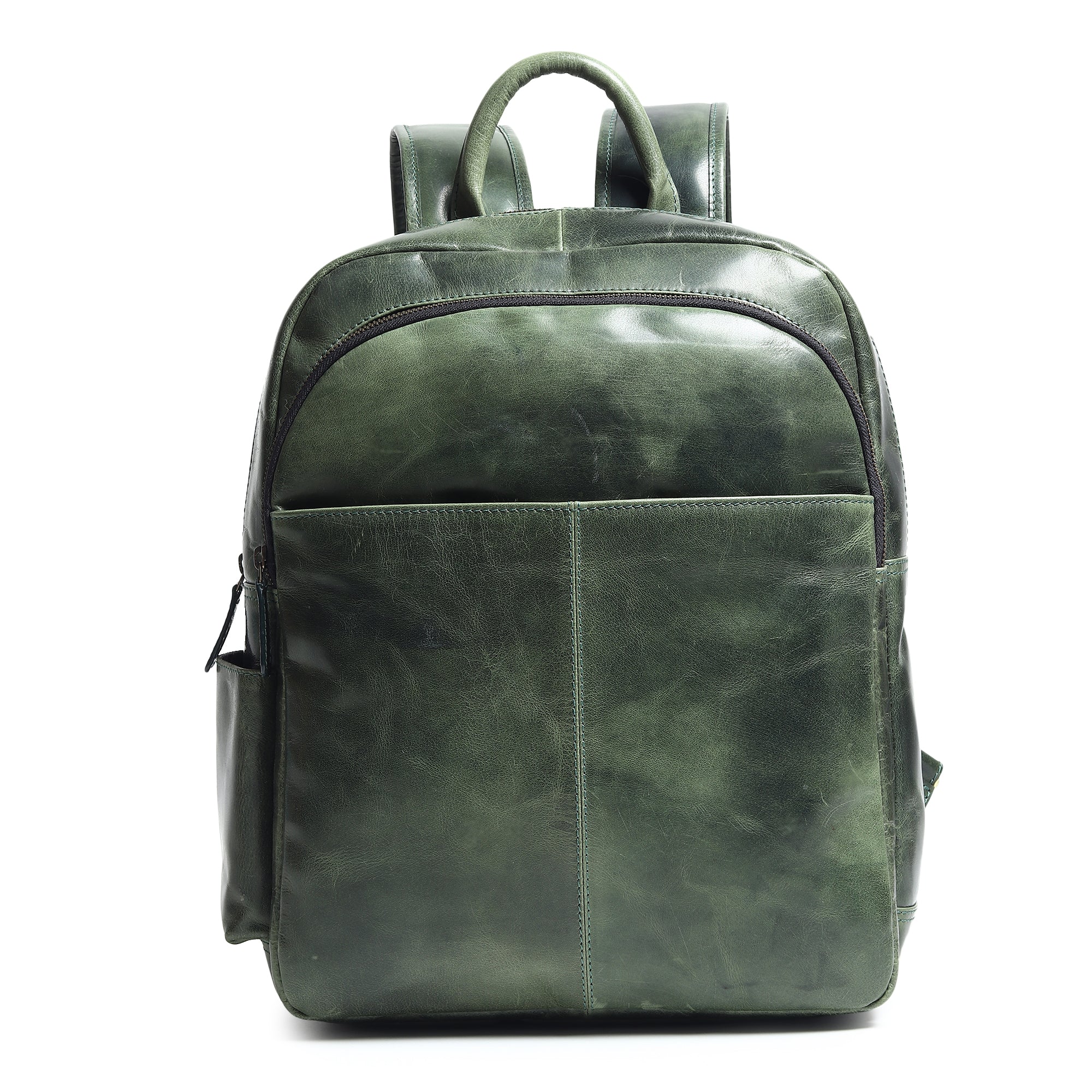 Luxury Italian Leather Backpack, Green thumbnail 8