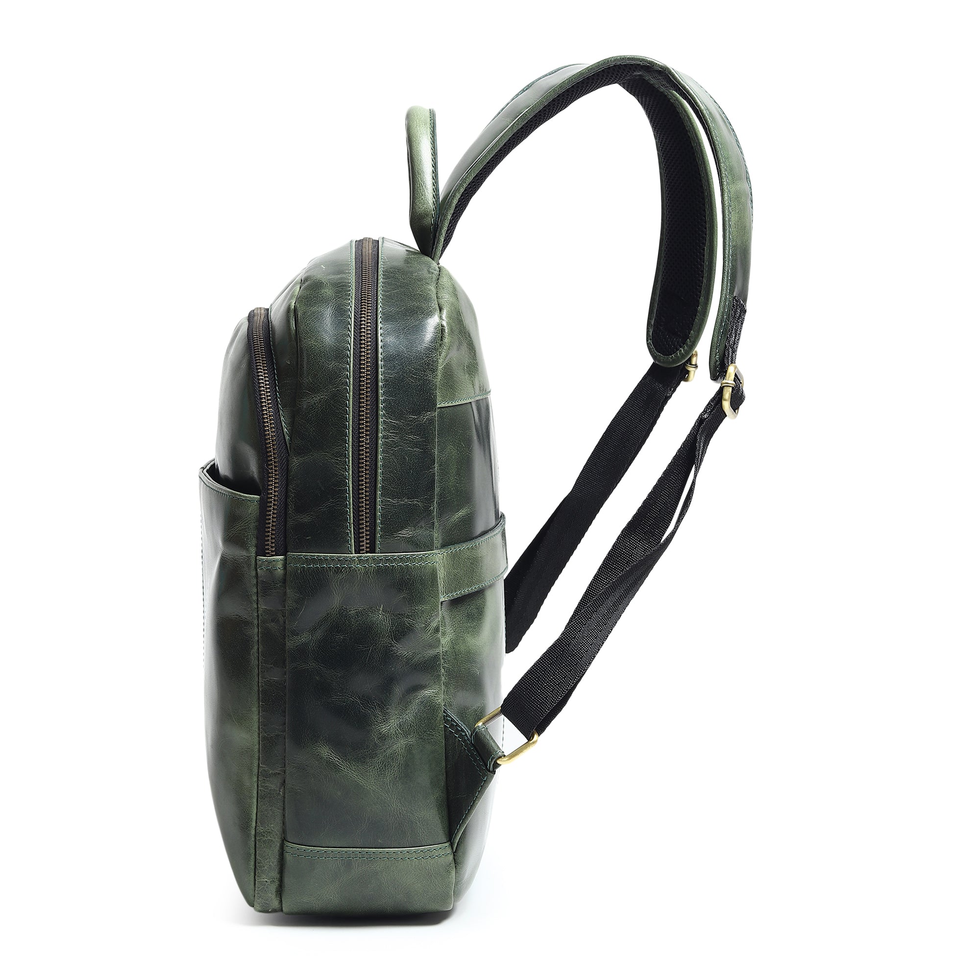 Luxury Italian Leather Backpack, Green thumbnail 9