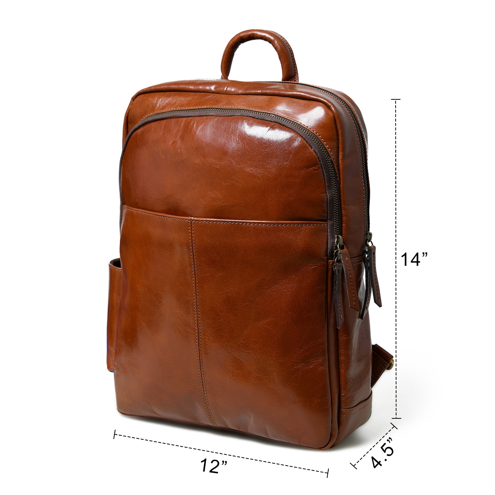 Luxury Italian Leather Backpack, Tan thumbnail 11