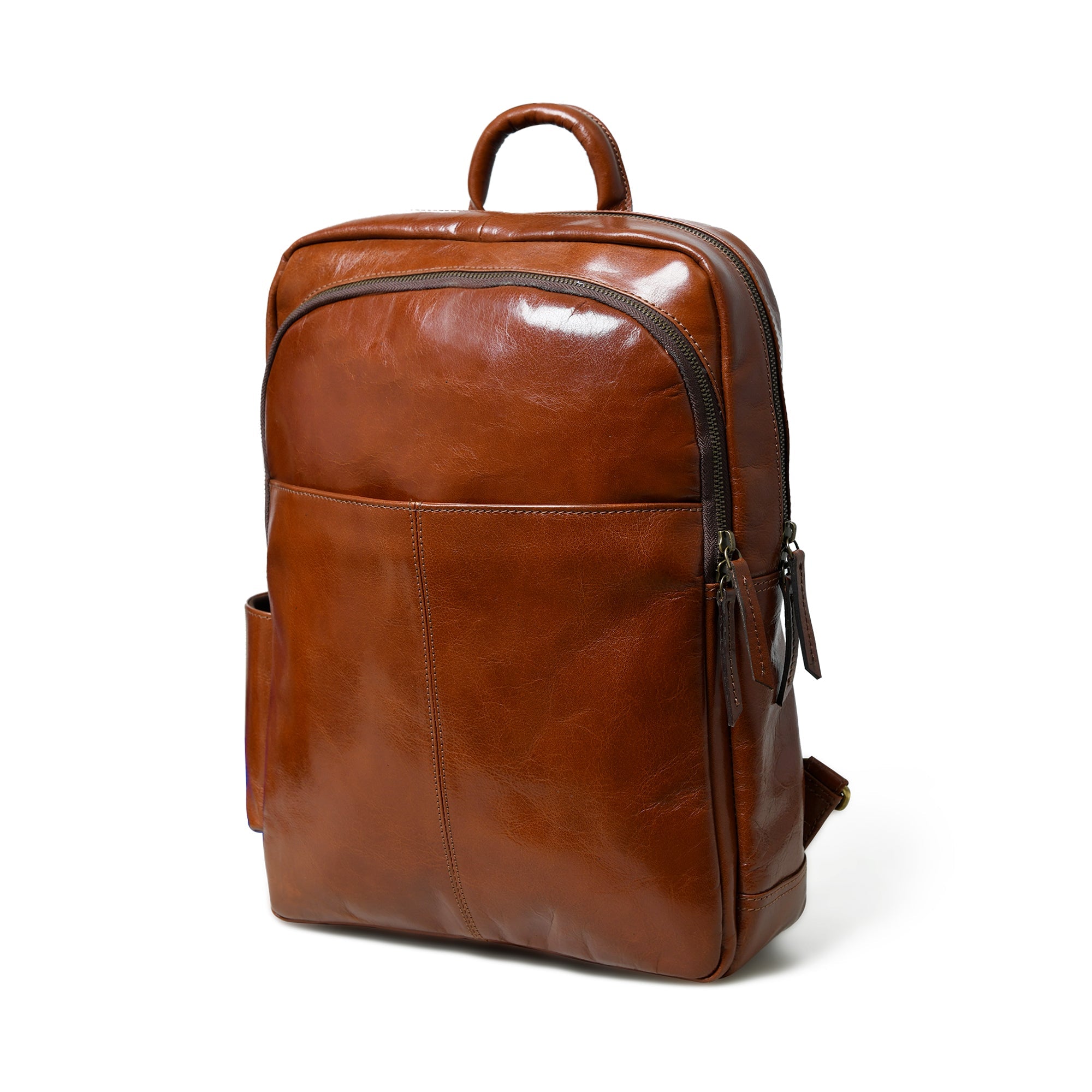 Luxury Italian Leather Backpack, Tan thumbnail 3