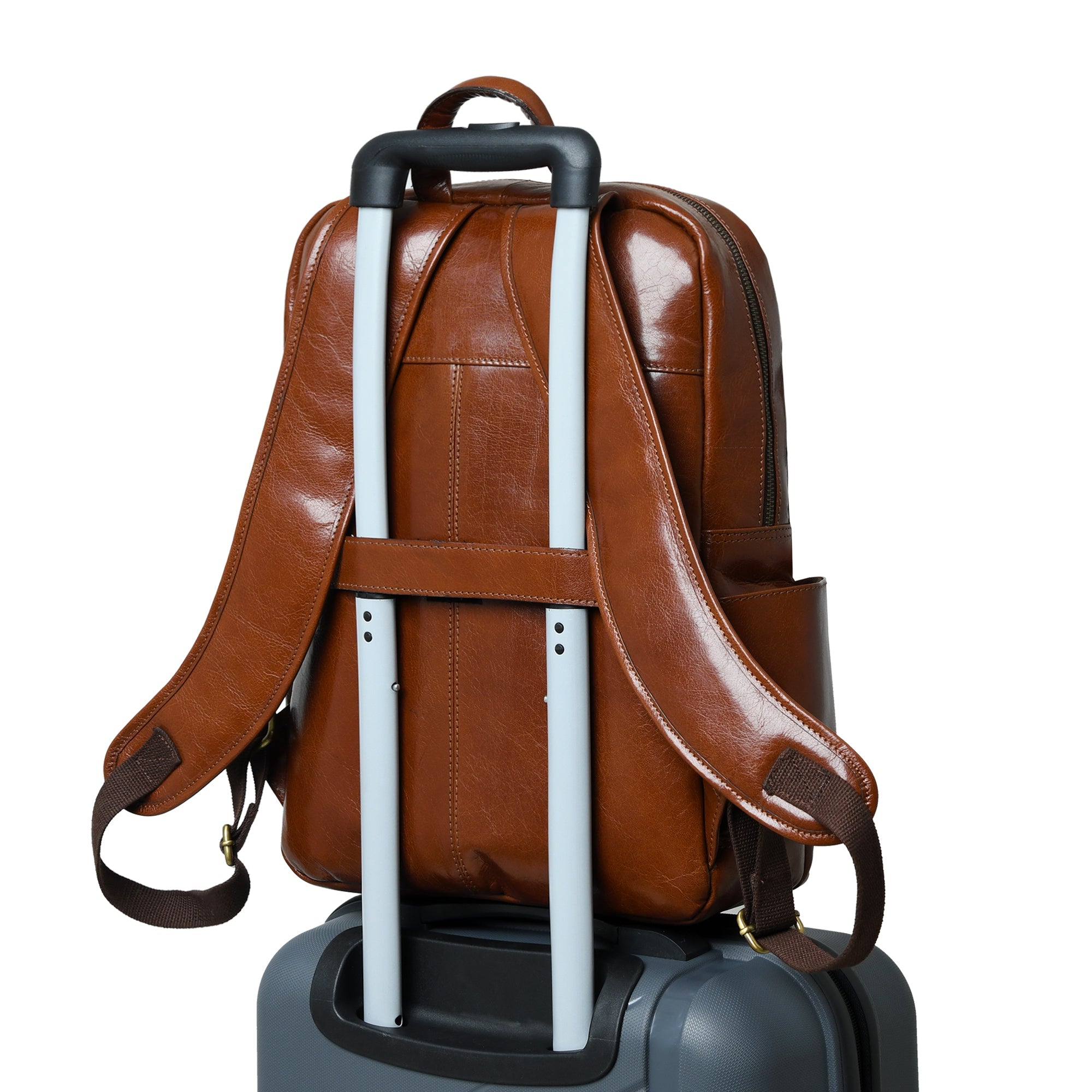 Luxury Italian Leather Backpack, Tan thumbnail 6
