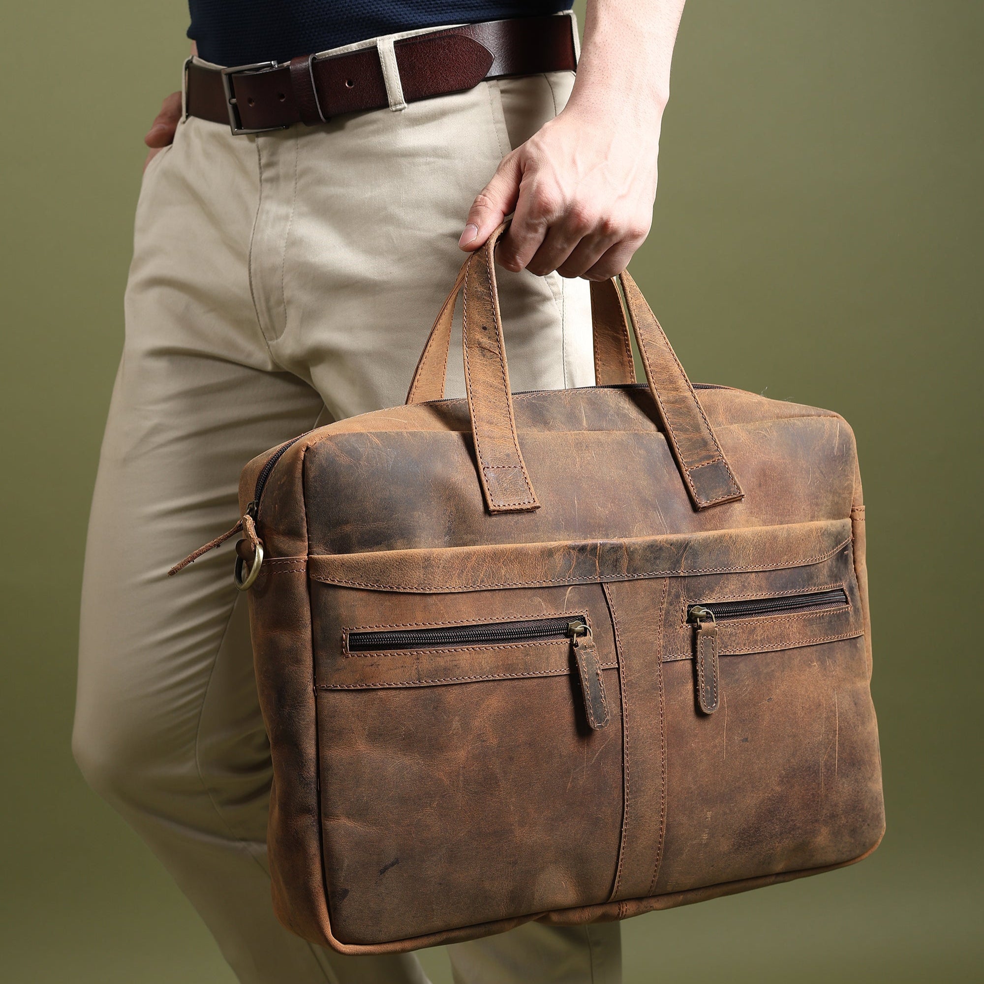 Manhattan Leather Office Briefcase thumbnail 2