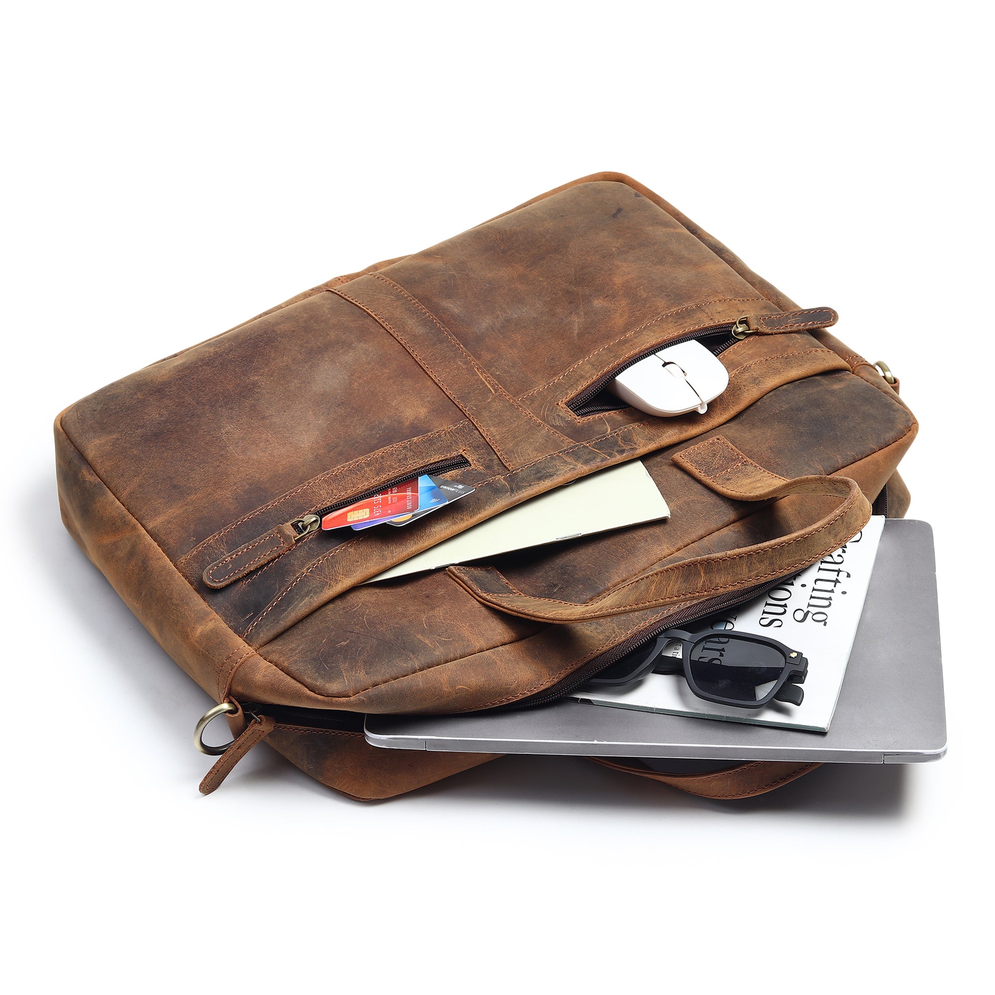 Manhattan Leather Office Briefcase thumbnail 4
