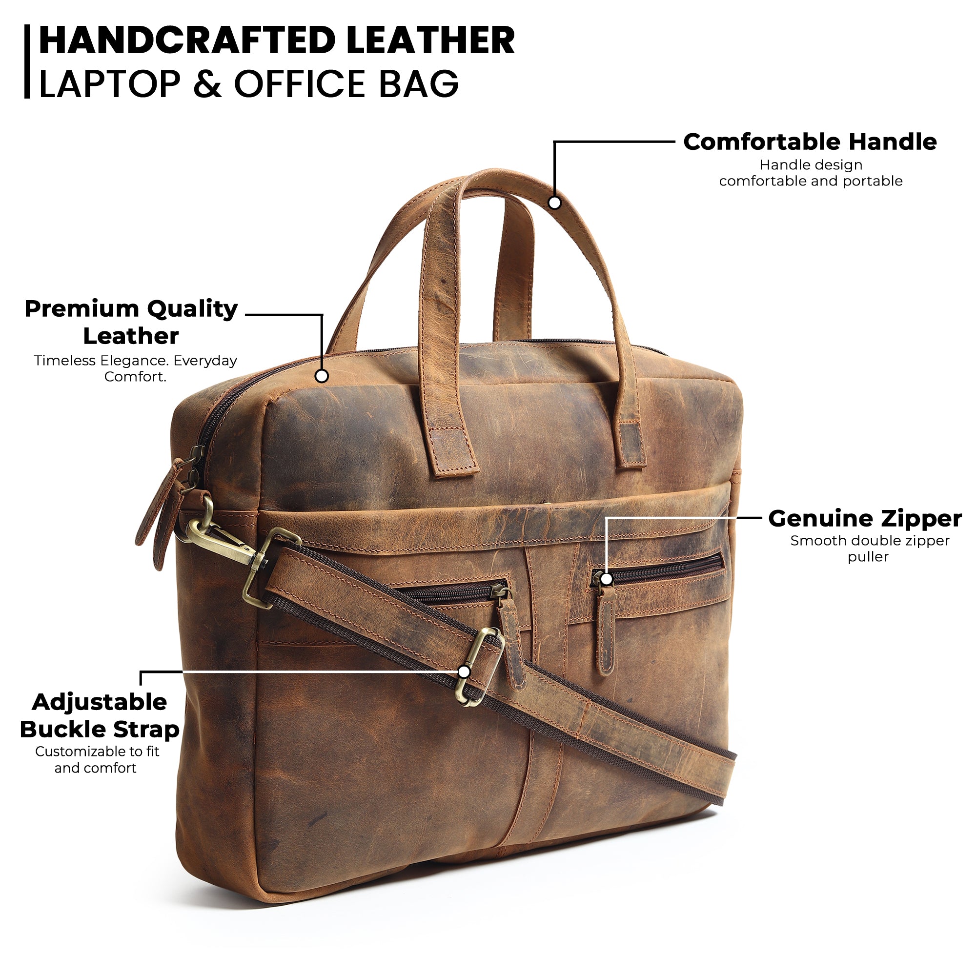 Manhattan Leather Office Briefcase thumbnail 5