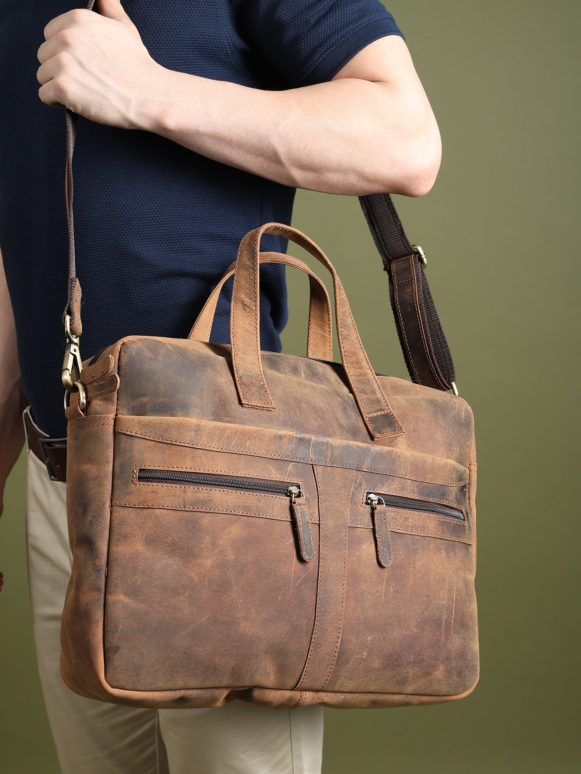Manhattan Leather Office Briefcase thumbnail 6