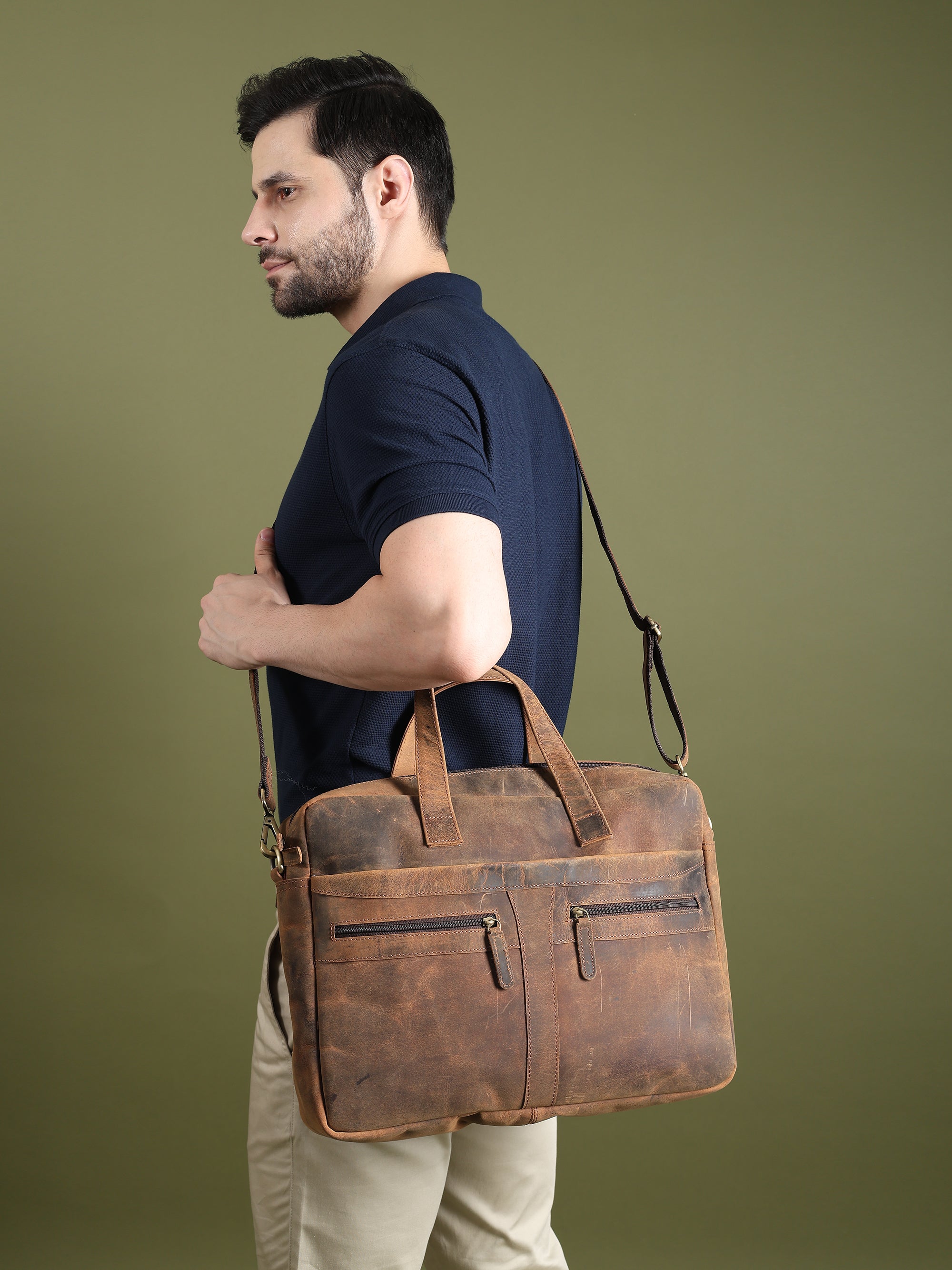 Manhattan Leather Office Briefcase thumbnail 8