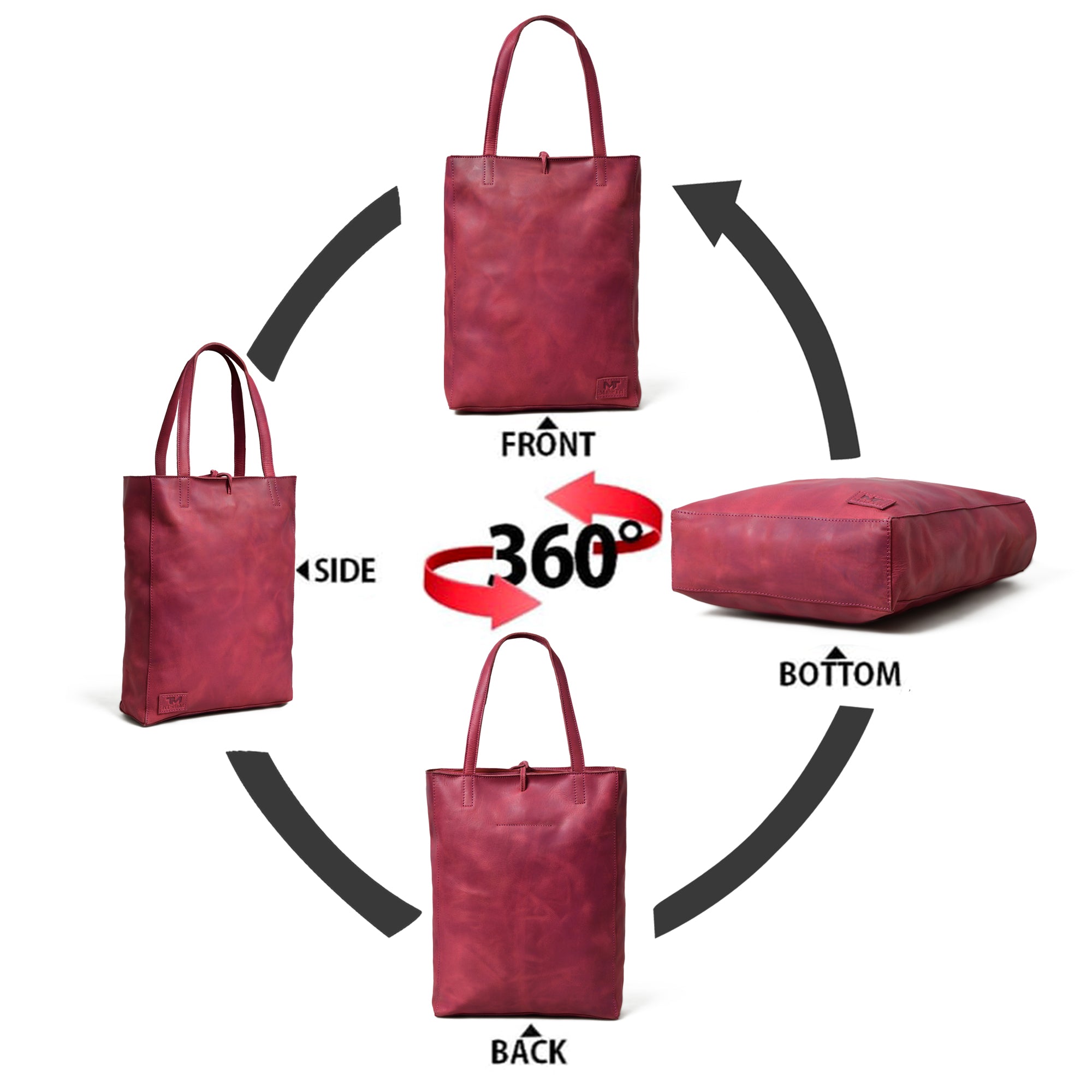 Maroon Leather Tote Bag thumbnail 11