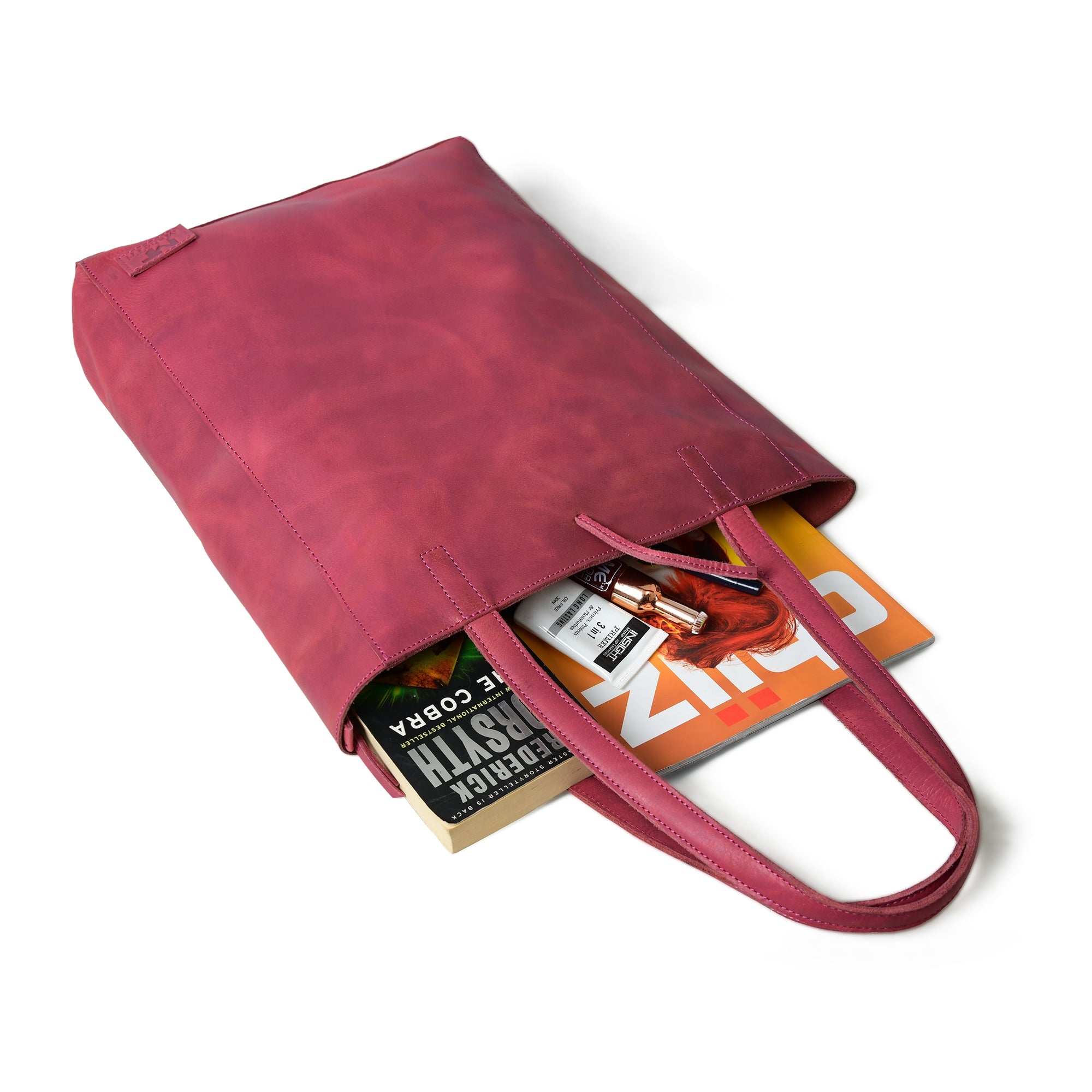 Maroon Leather Tote Bag thumbnail 8