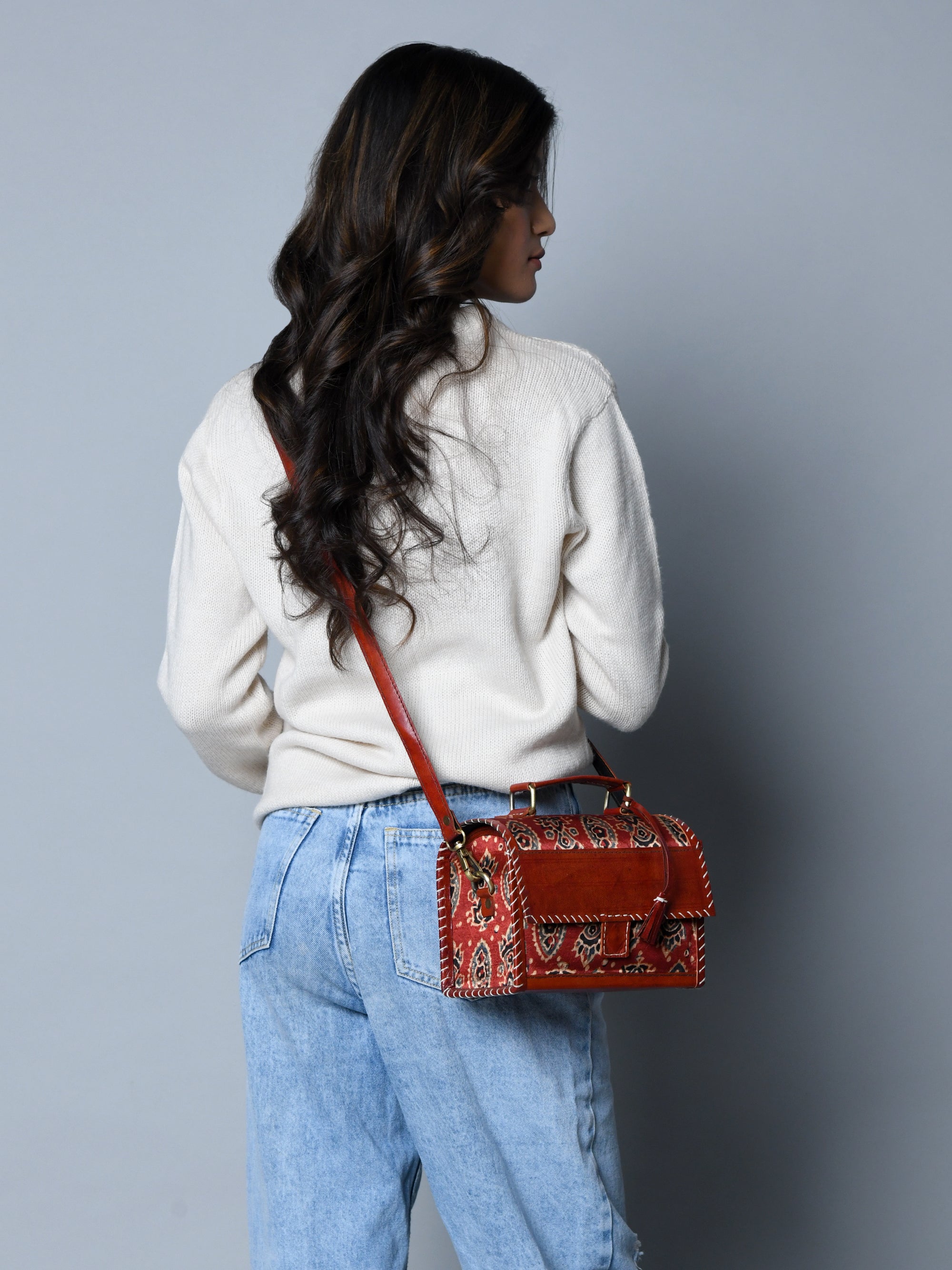 Maroon Mystique Ajrakh Satchel Purse thumbnail 2