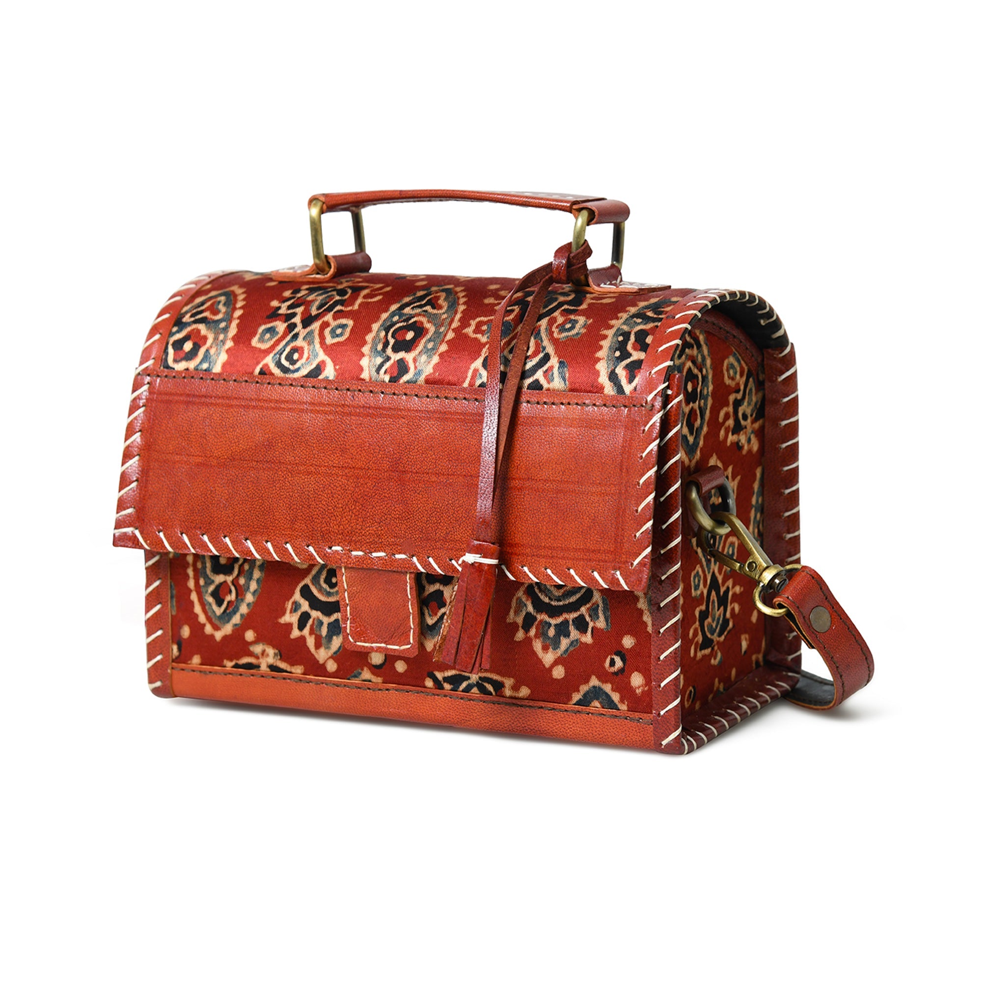Maroon Mystique Ajrakh Satchel Purse thumbnail 3