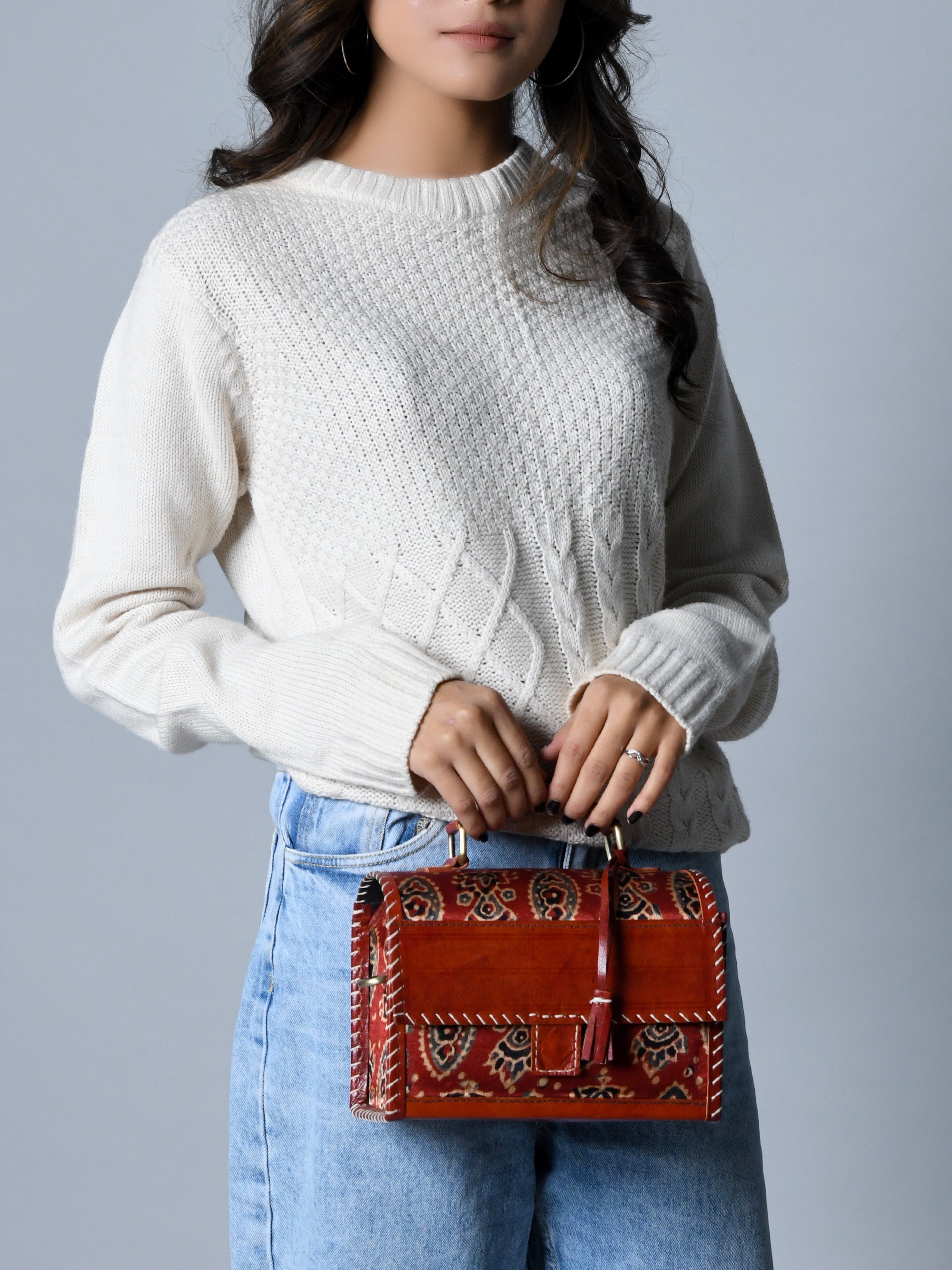 Maroon Mystique Ajrakh Satchel Purse thumbnail 4