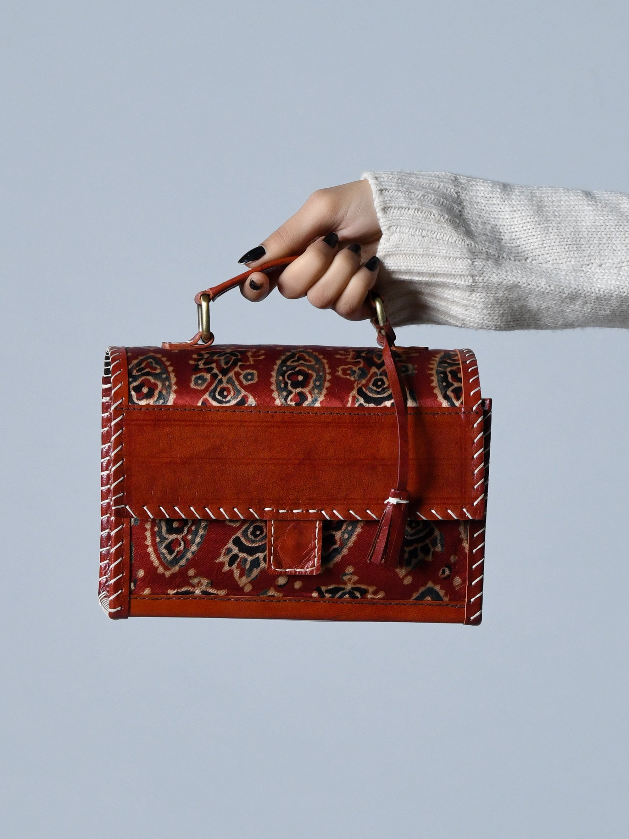 Maroon Mystique Ajrakh Satchel Purse thumbnail 5
