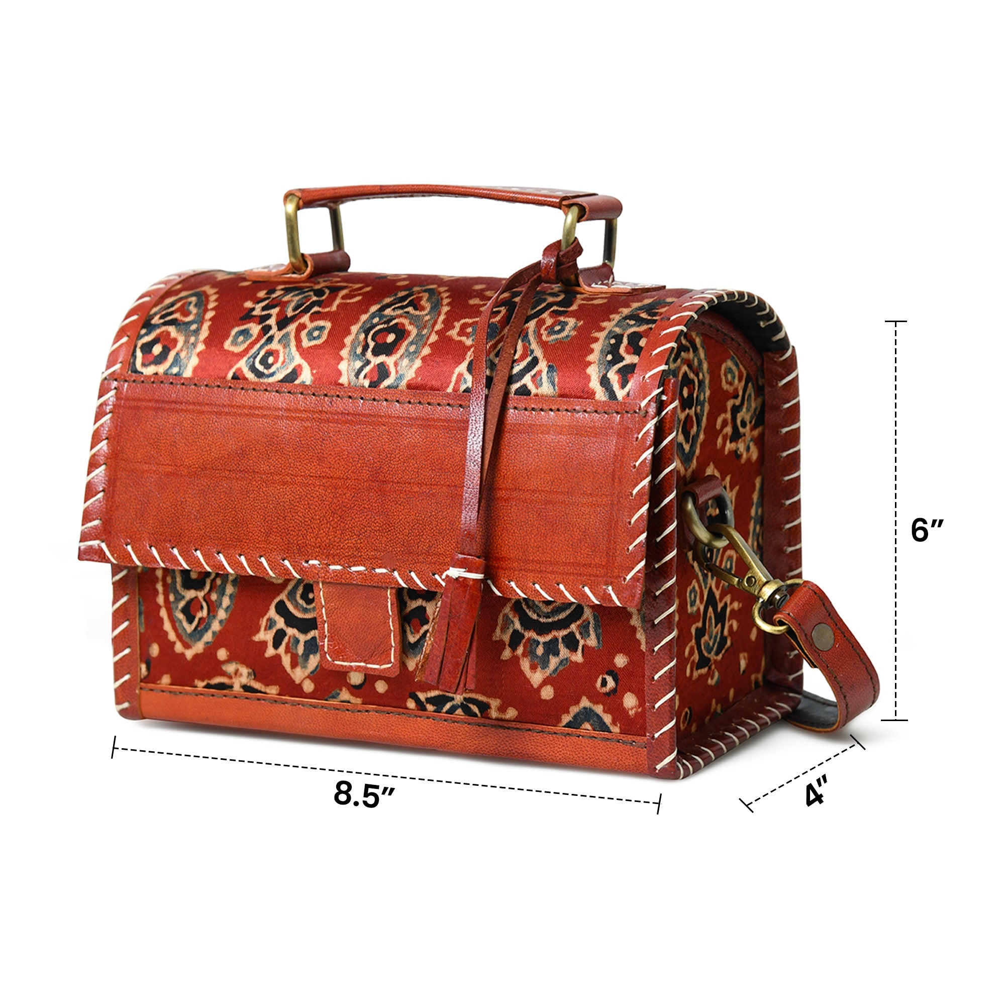 Maroon Mystique Ajrakh Satchel Purse thumbnail 9