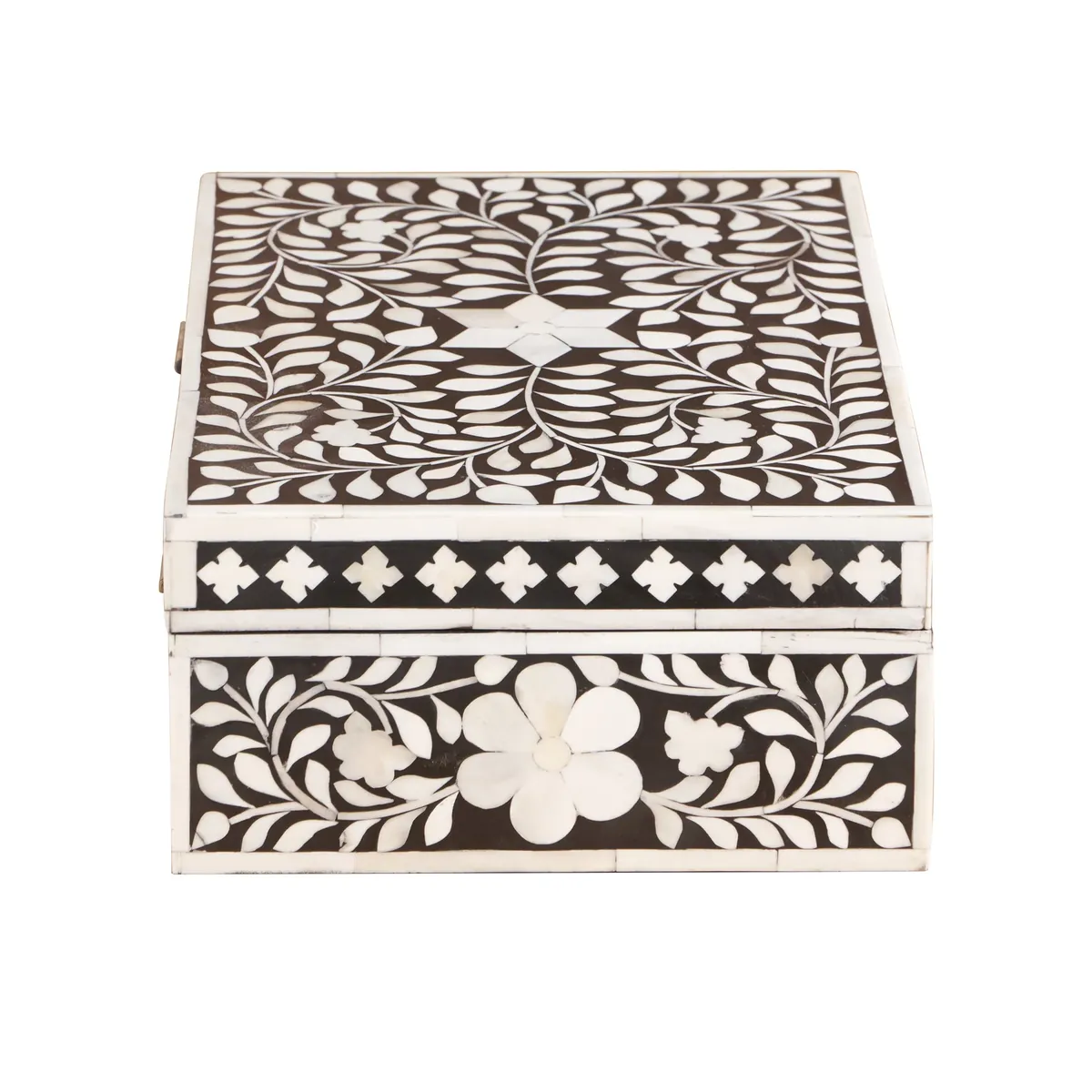 Bone Inlay Box - Medium Black Floral thumbnail 2