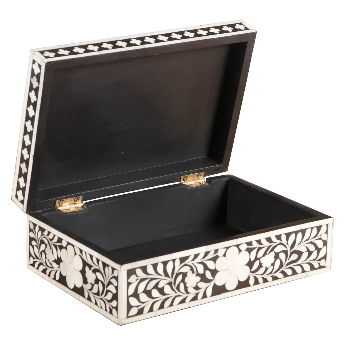Bone Inlay Box - Medium Black Floral thumbnail 3