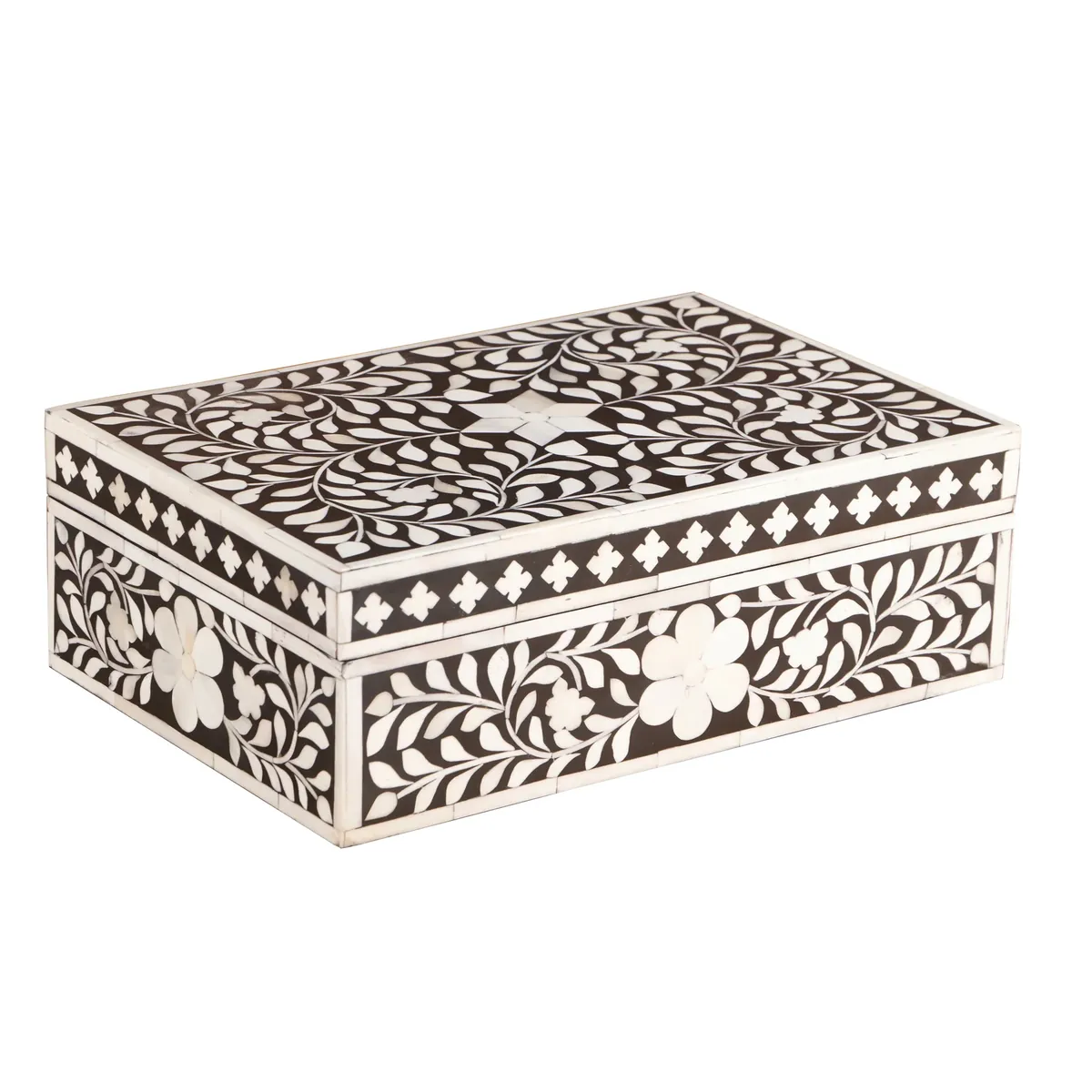 Bone Inlay Box - Medium Black Floral thumbnail 4
