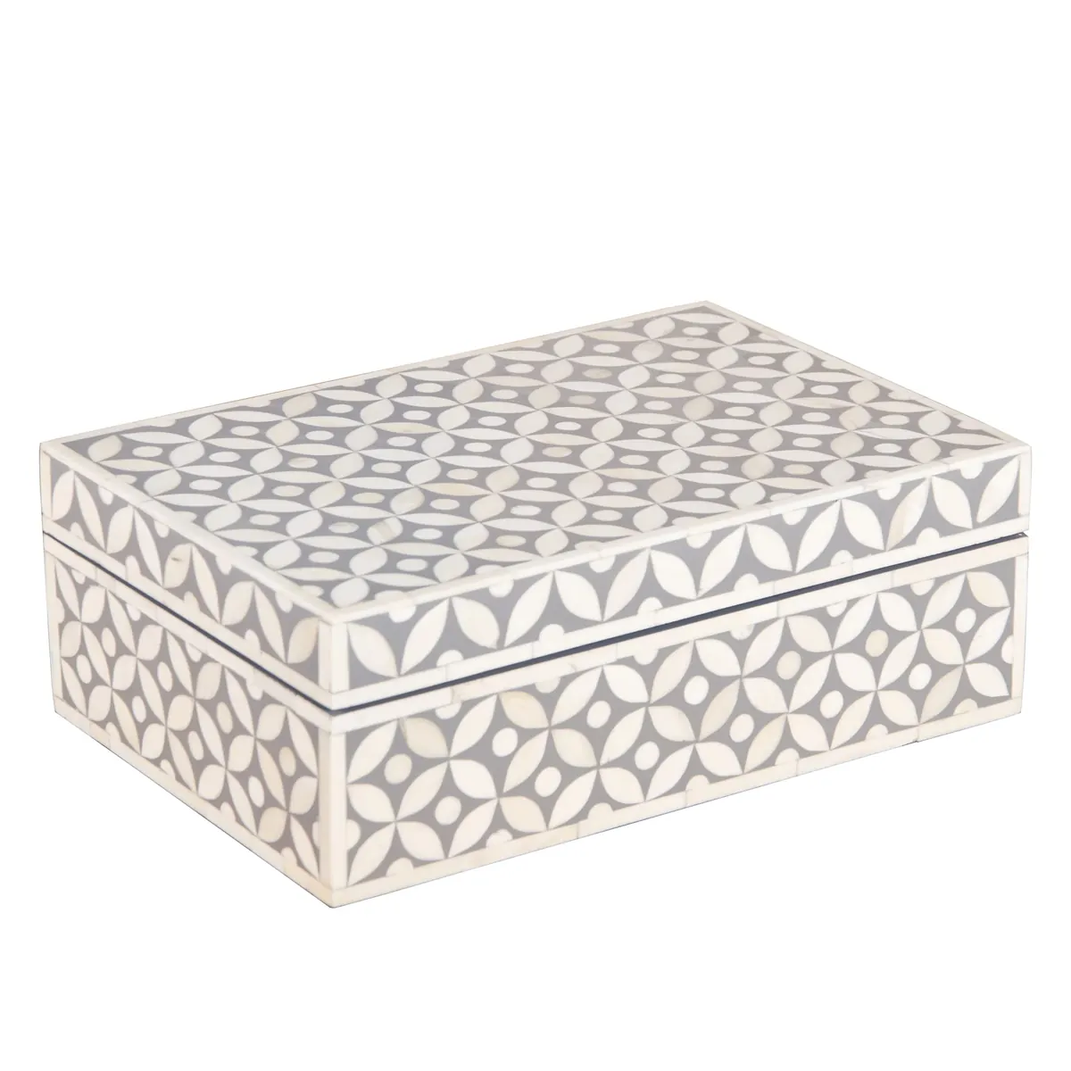 Bone Inlay Box - Medium Grey Geometric thumbnail 4
