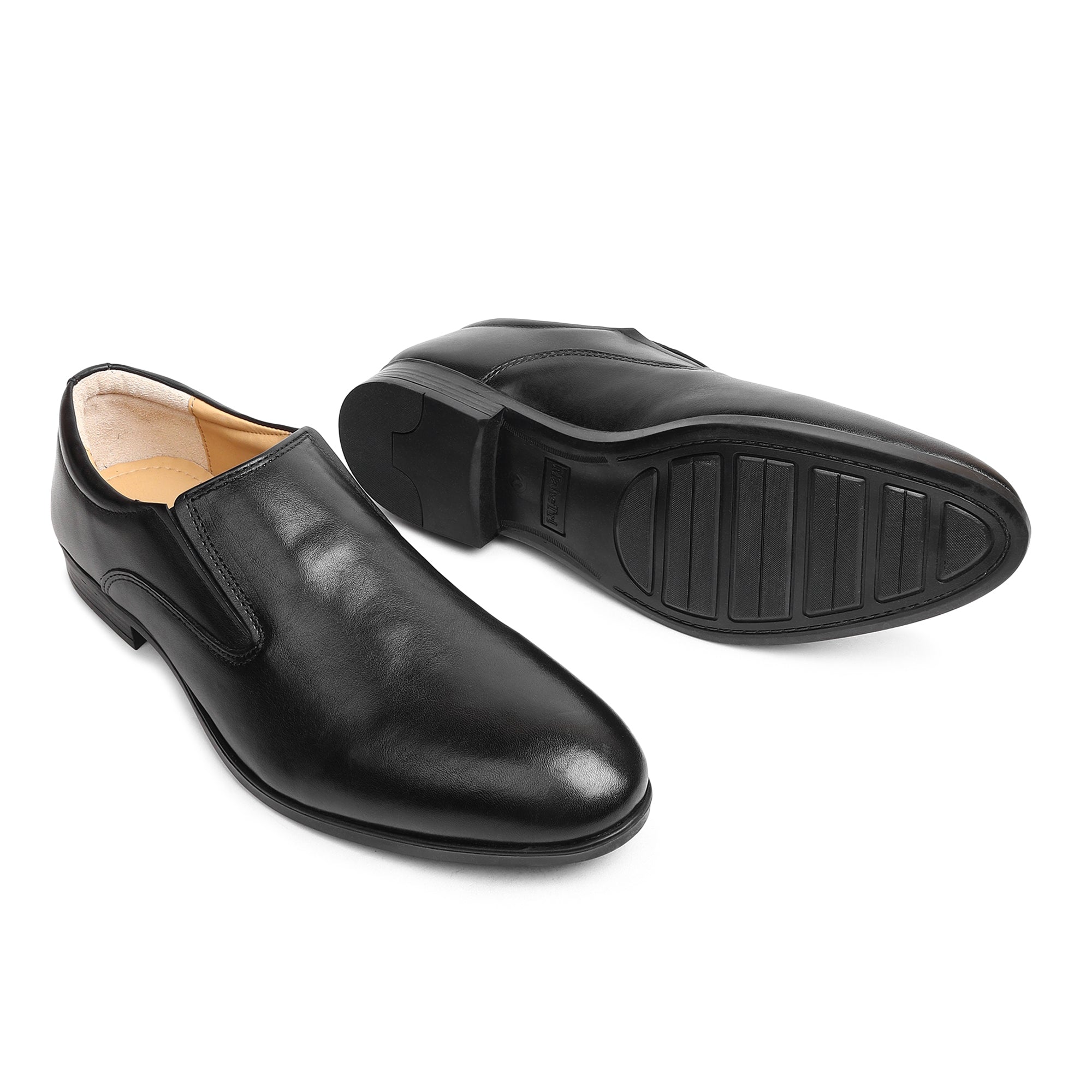 Mens Black Leather Slip-On thumbnail 17