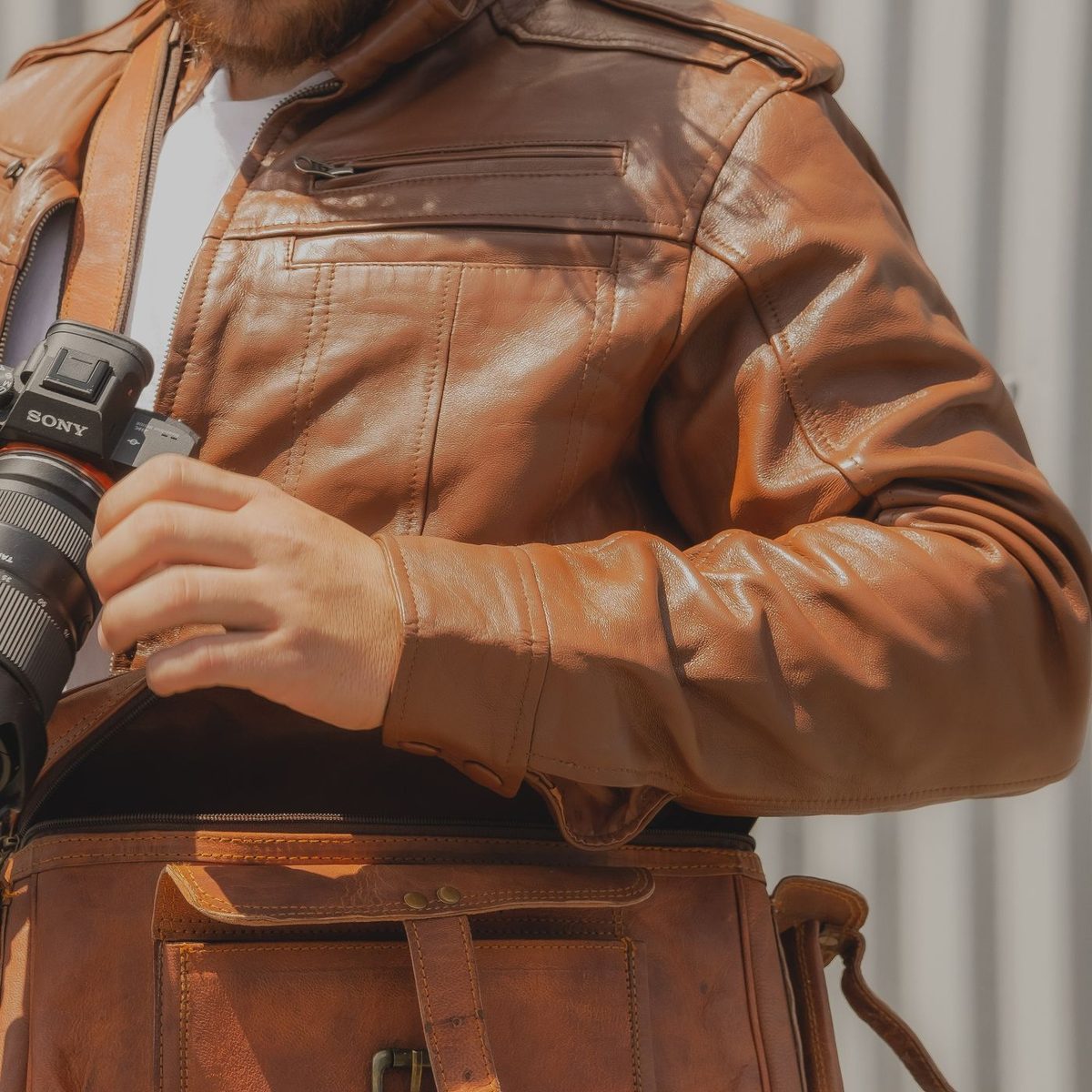 Men's Brown Leather Jacket thumbnail 2