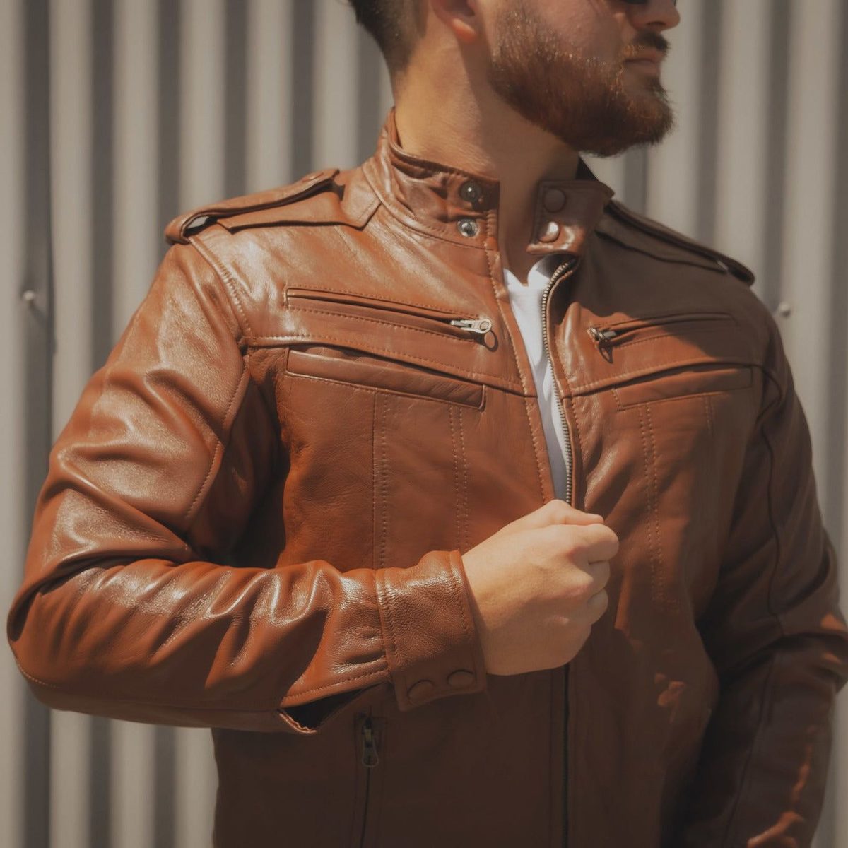 Men's Brown Leather Jacket thumbnail 3