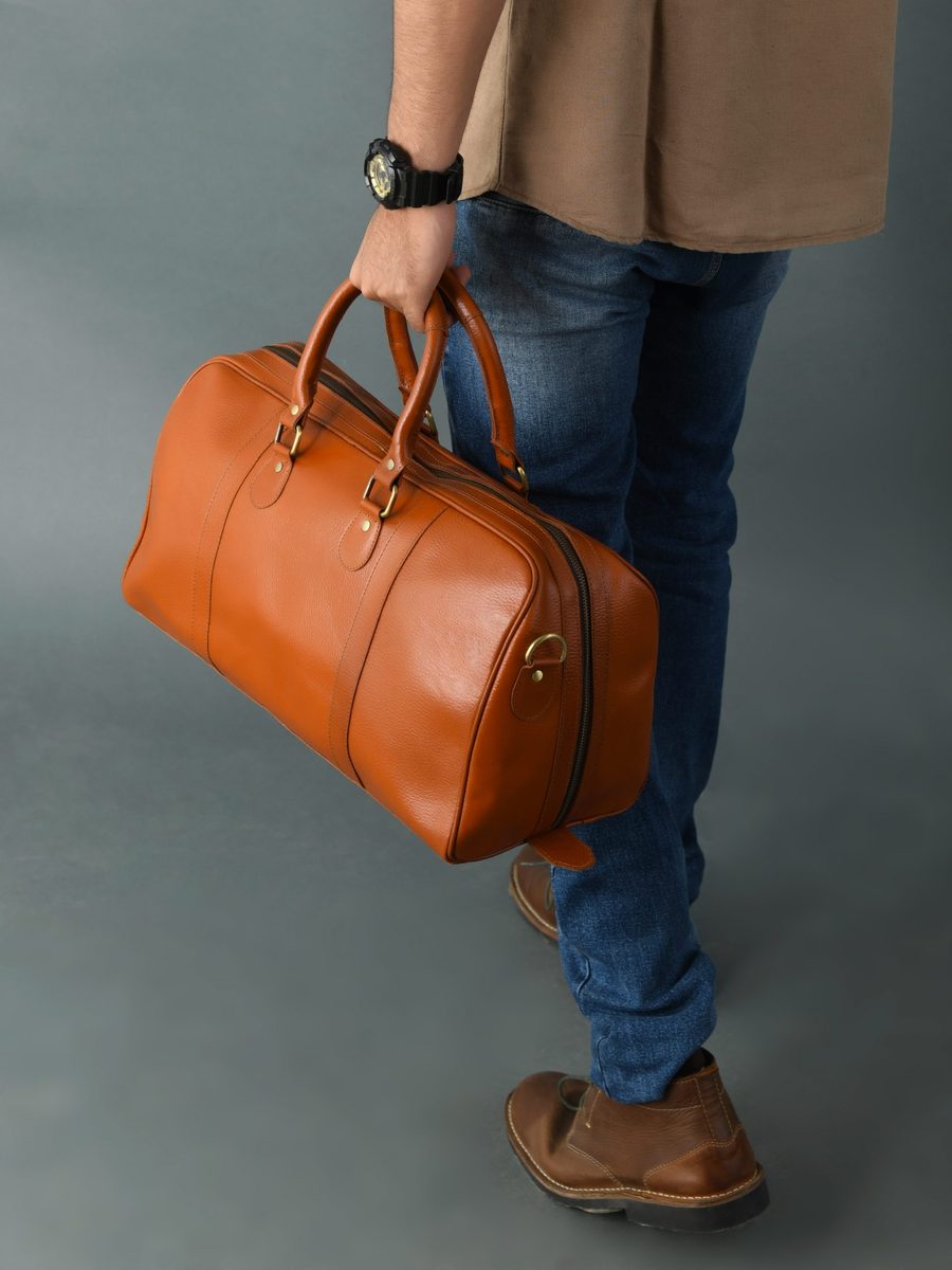 IndiFash Vintage Leather men’s Travel Duffle luggage Bag Brown thumbnail 4