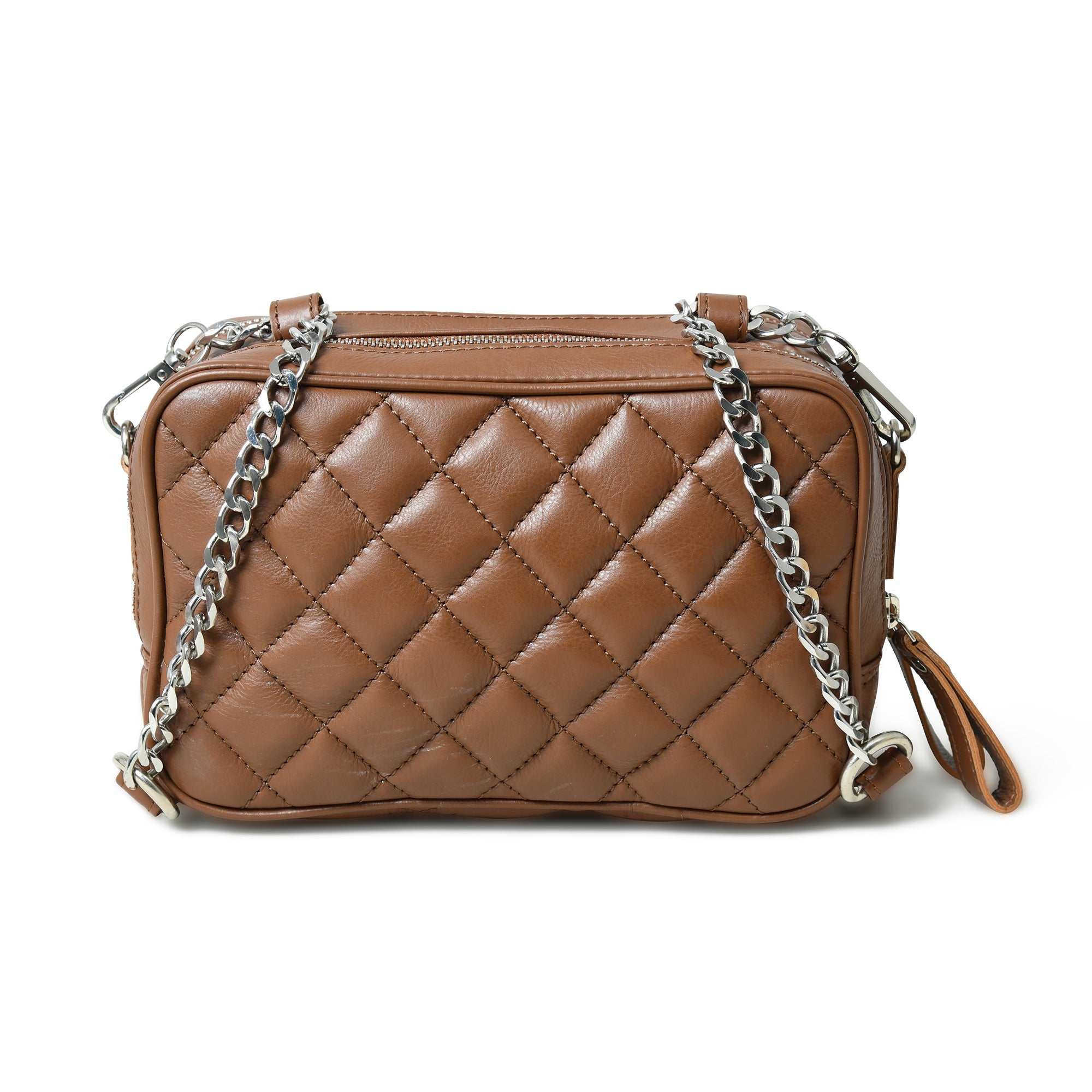 Stylish Mini Quilted Crossbody Bag, Rich Brown thumbnail 7