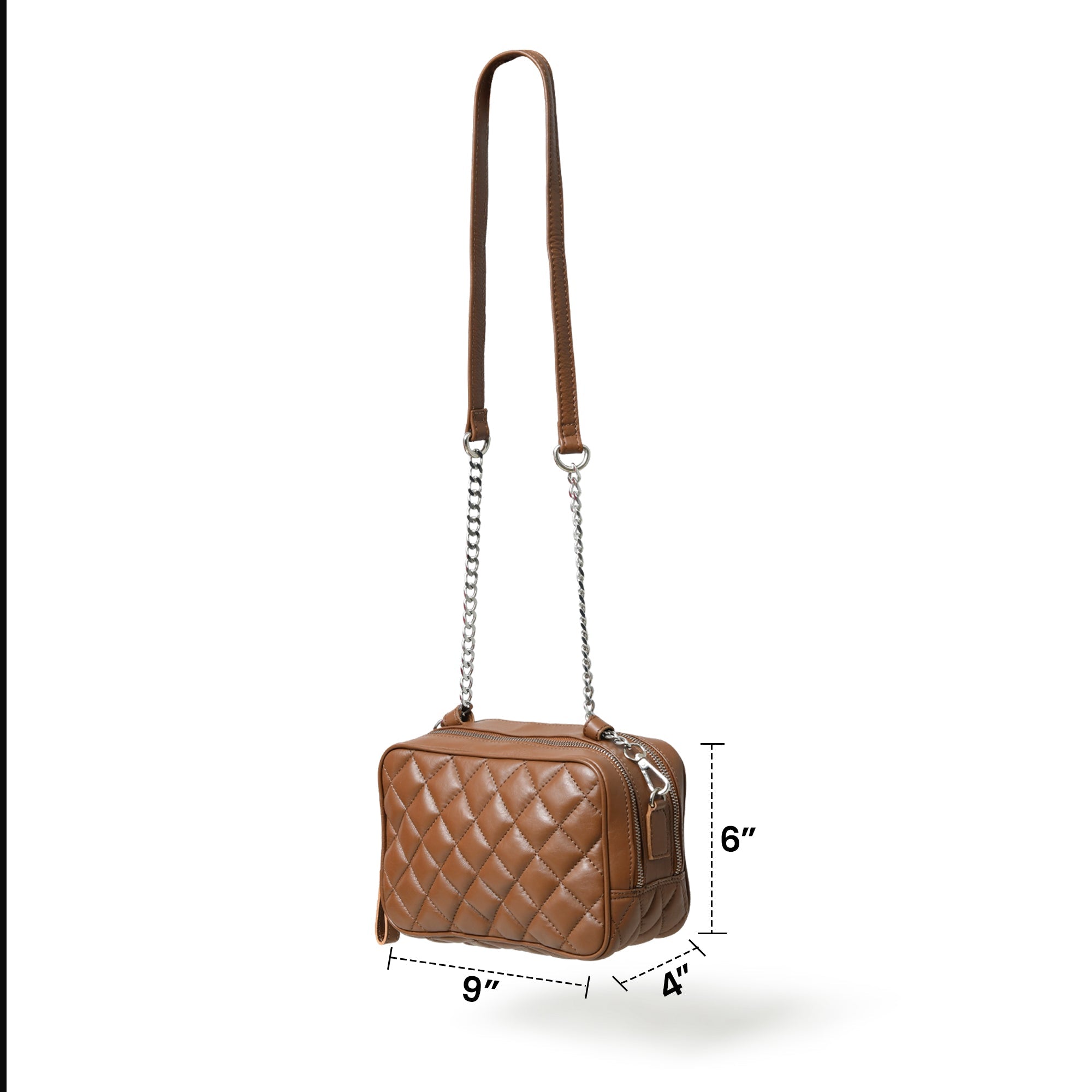 Stylish Mini Quilted Crossbody Bag, Rich Brown thumbnail 9