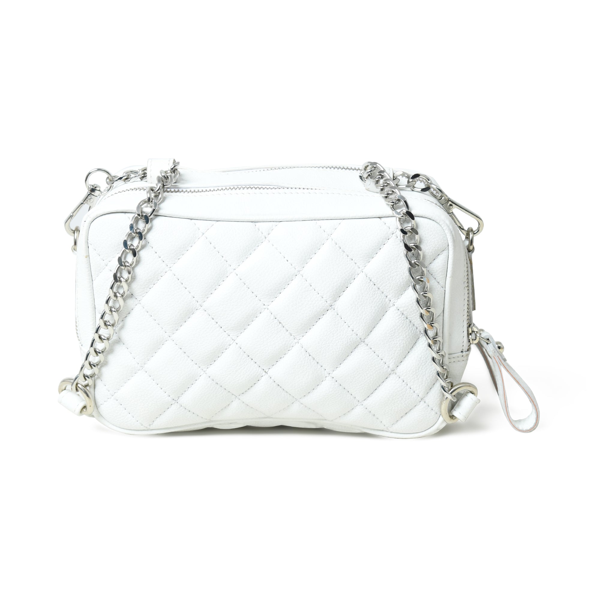 Stylish Mini Quilted Crossbody Bag, White
