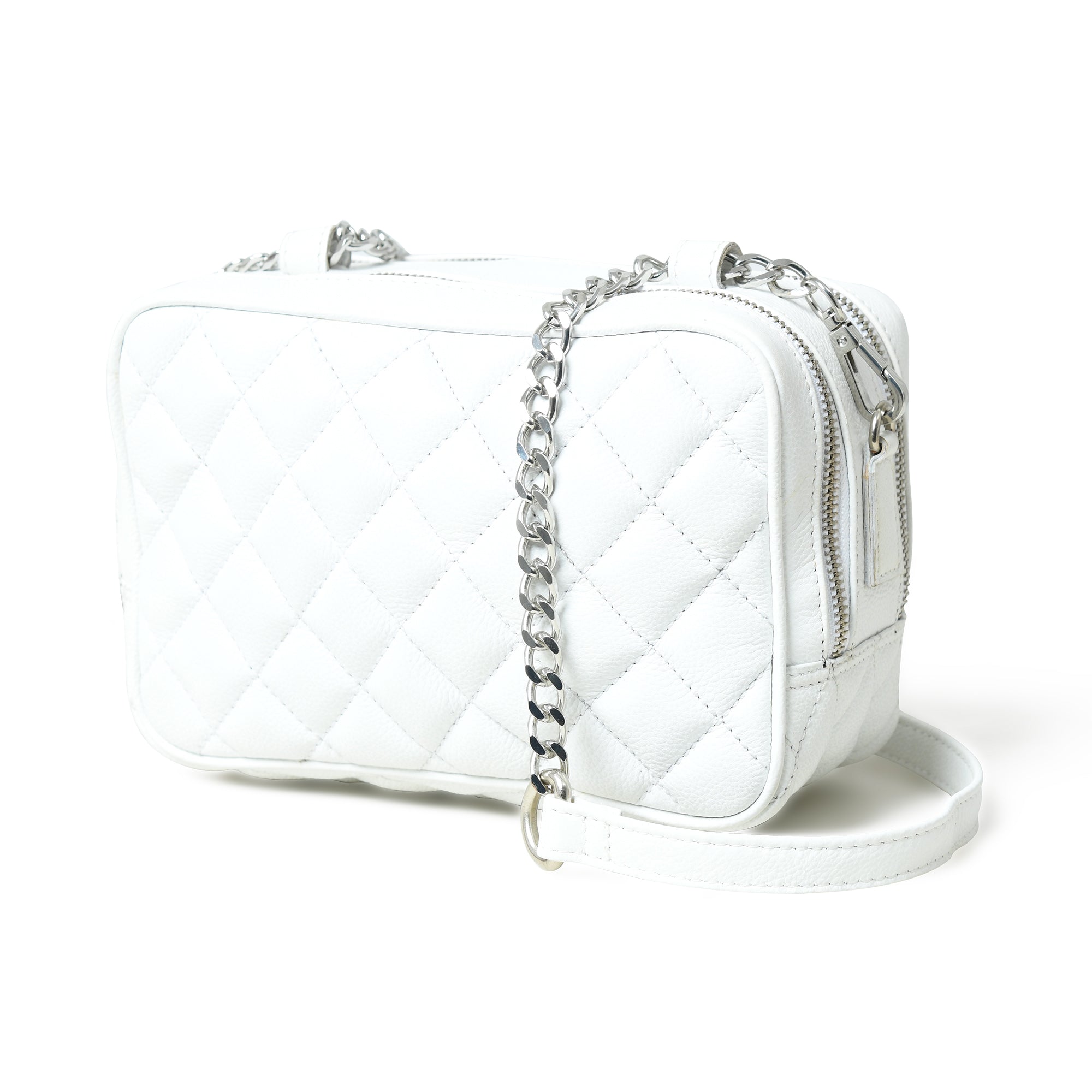 Stylish Mini Quilted Crossbody Bag, White thumbnail 4