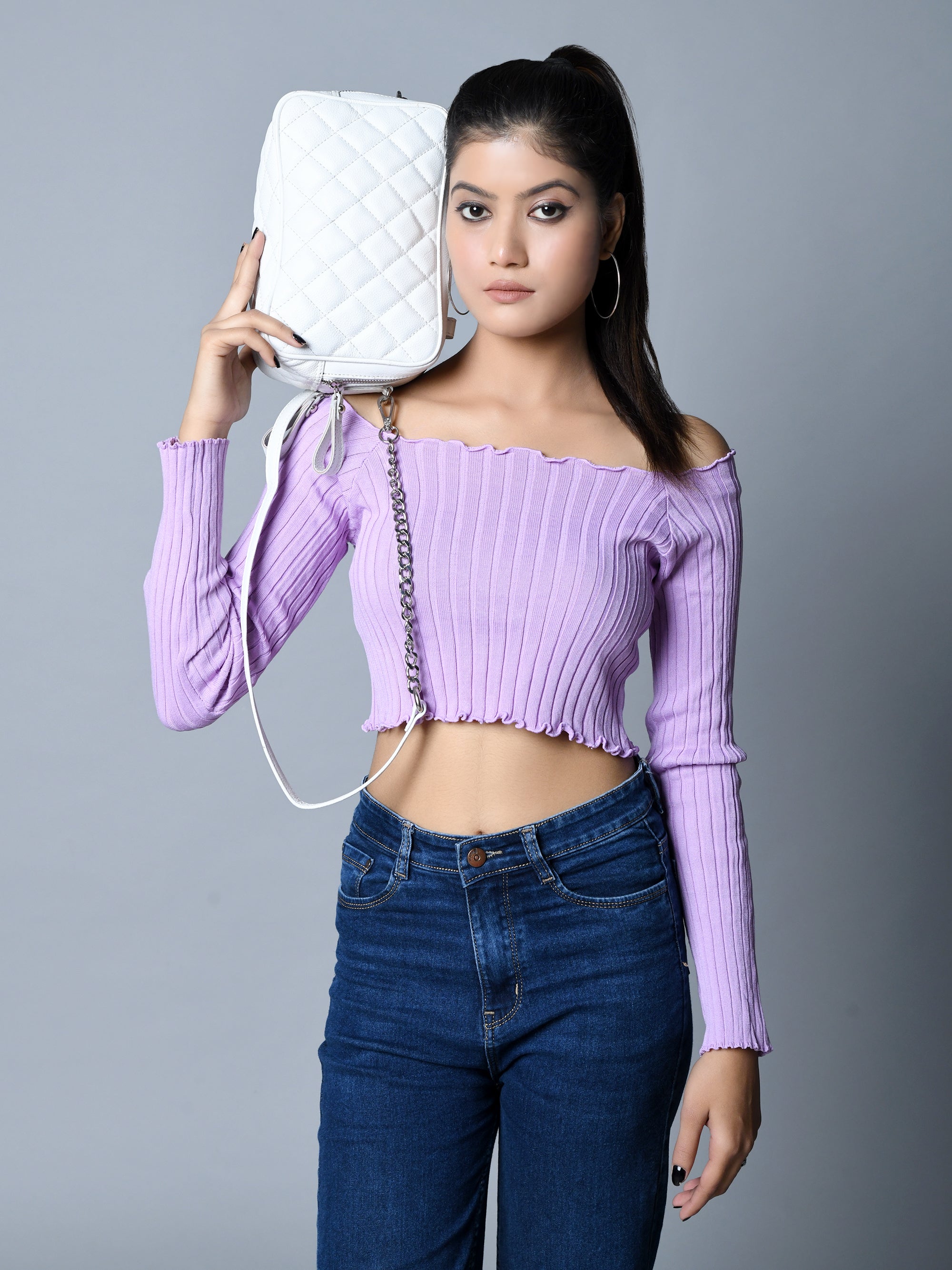 Stylish Mini Quilted Crossbody Bag, White thumbnail 7