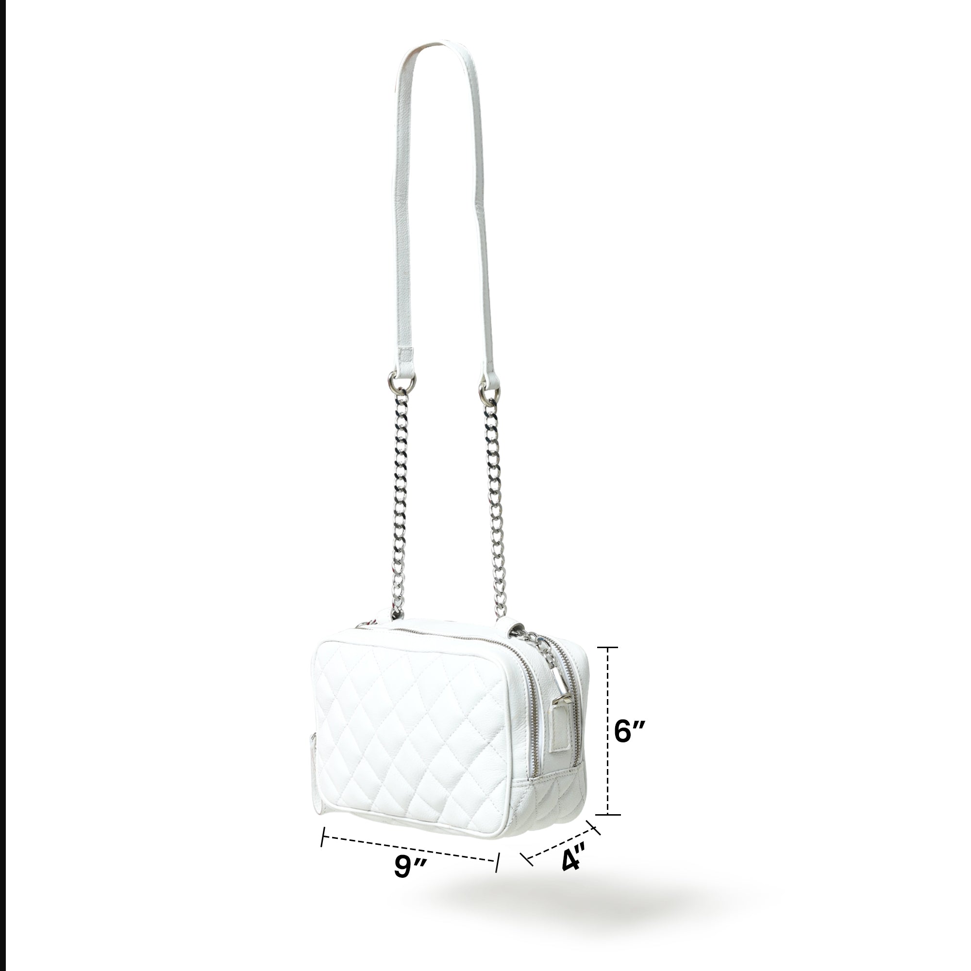 Stylish Mini Quilted Crossbody Bag, White thumbnail 8