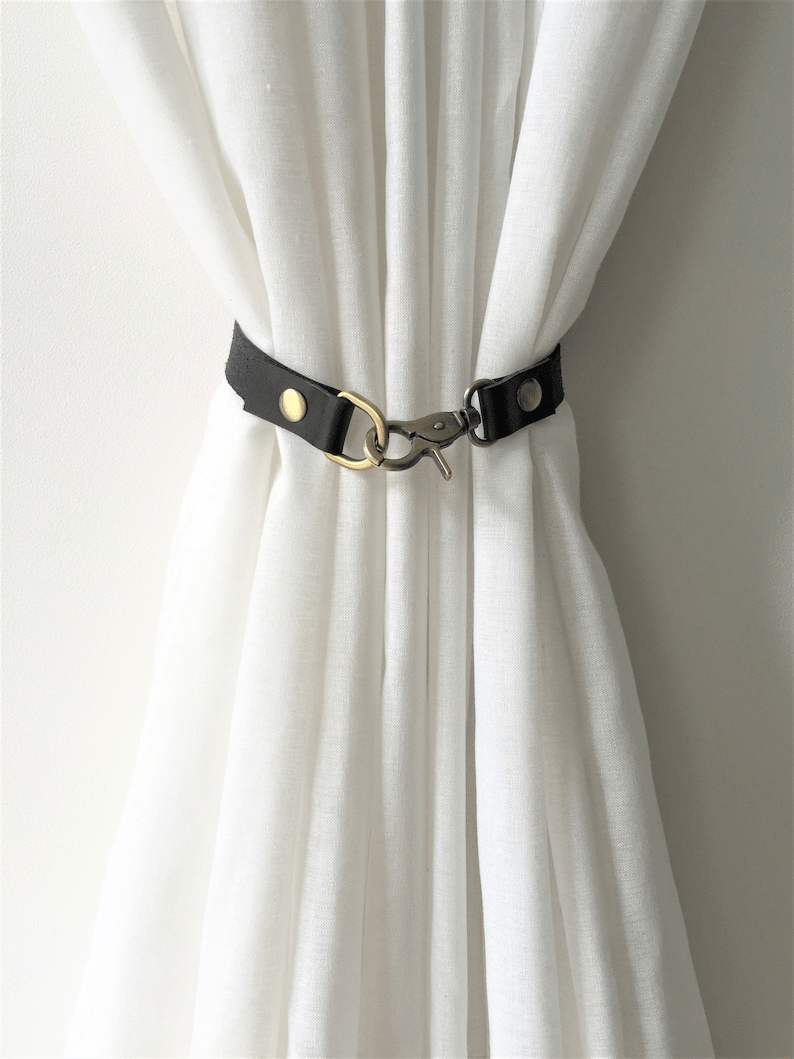 Minimalist Leather Curtain Tieback thumbnail 5