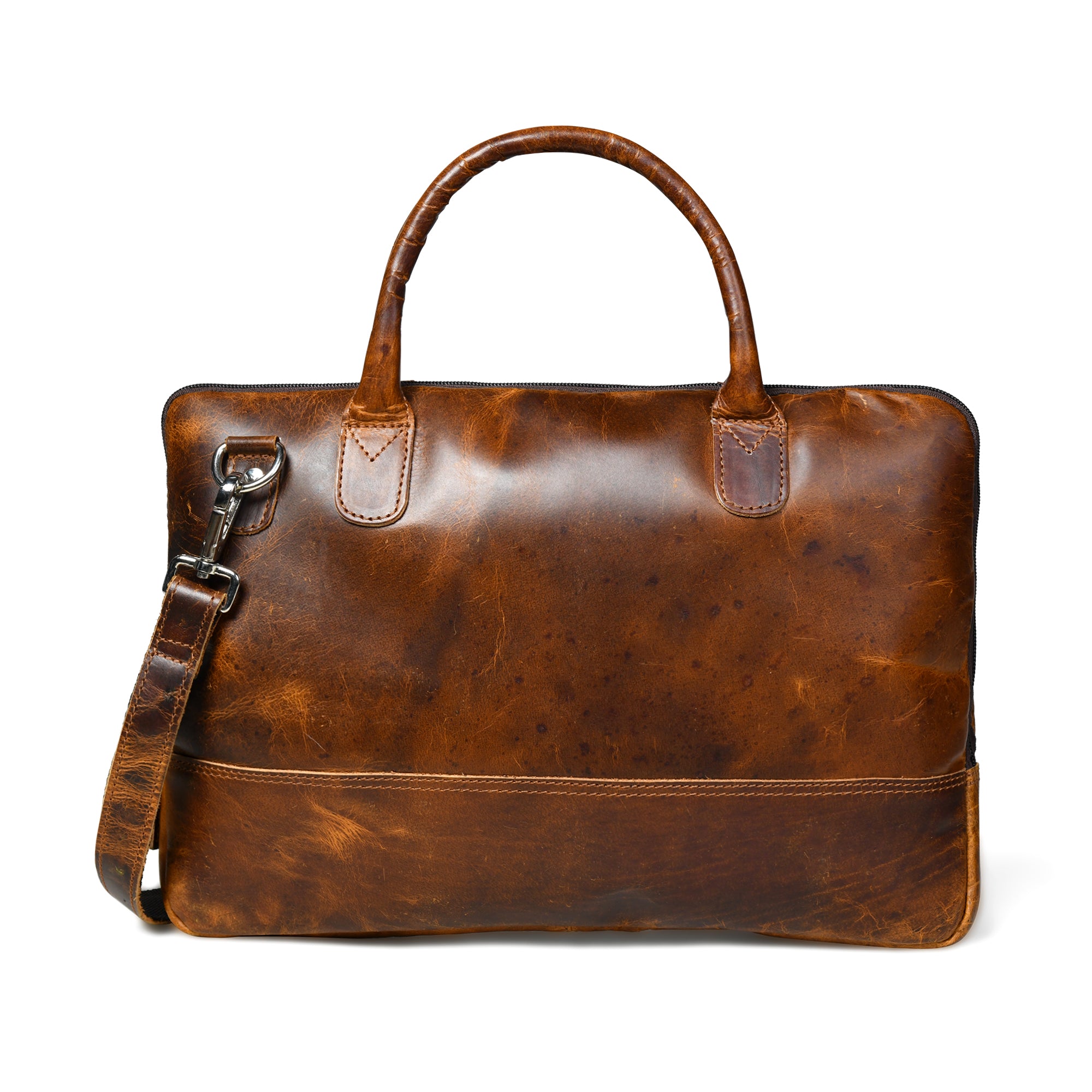 Modernist Leather Laptop Bag - Brown thumbnail 2