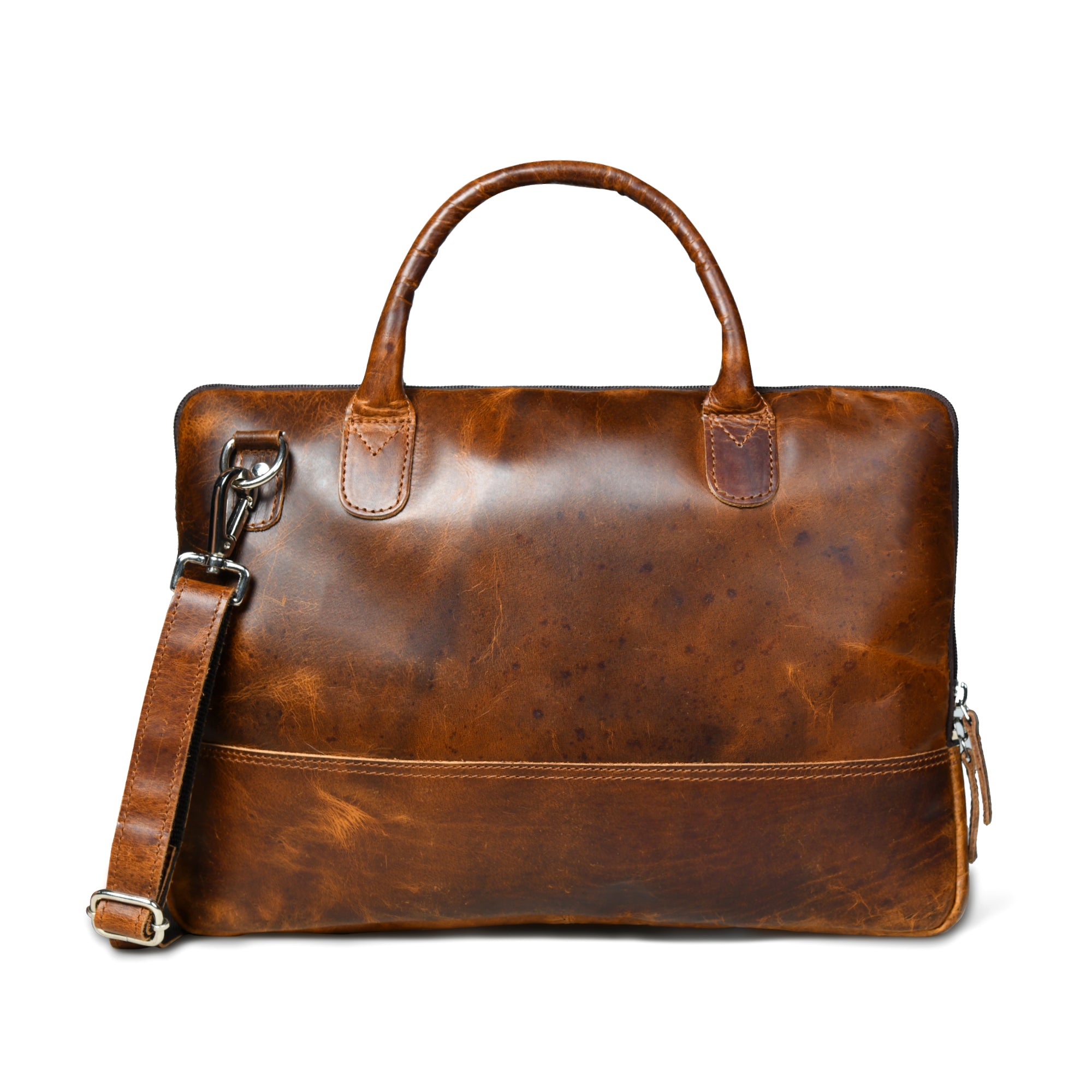 Modernist Leather Laptop Bag - Brown thumbnail 5