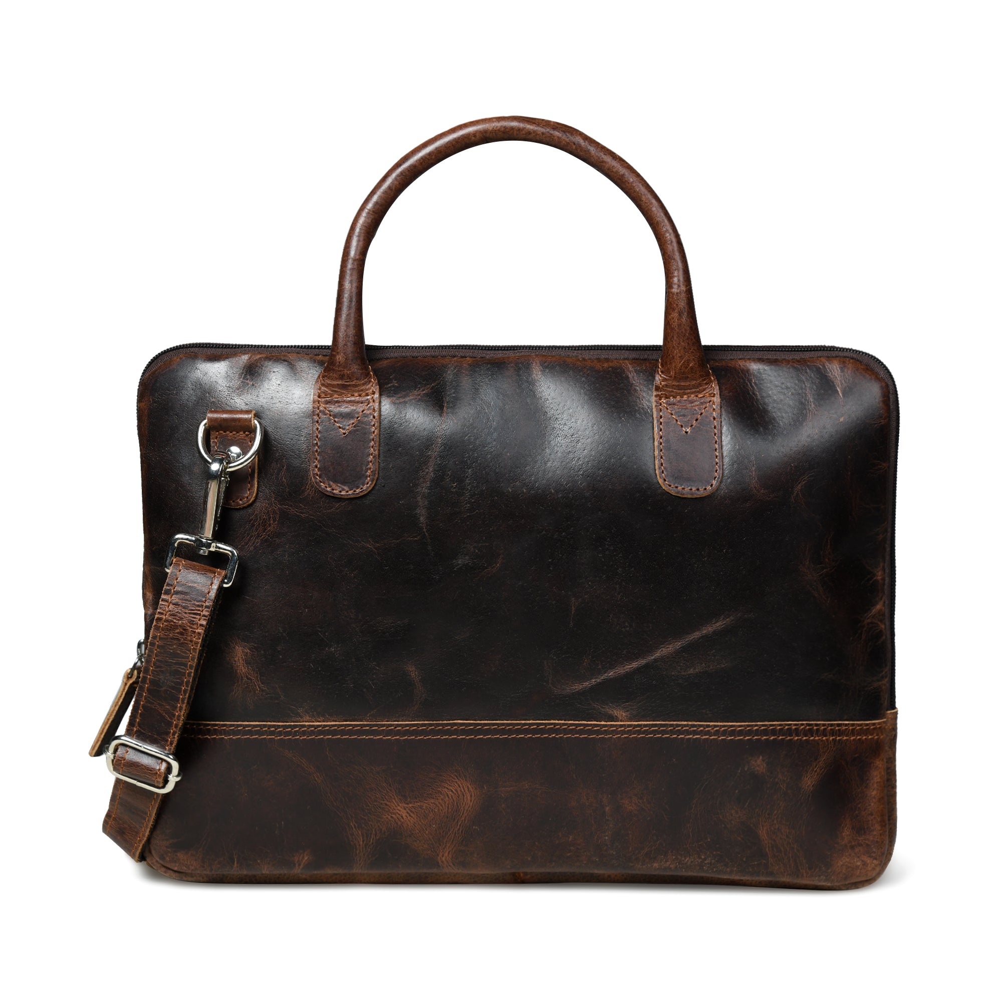 Modernist Leather Laptop Bag - Dark Brown thumbnail 2