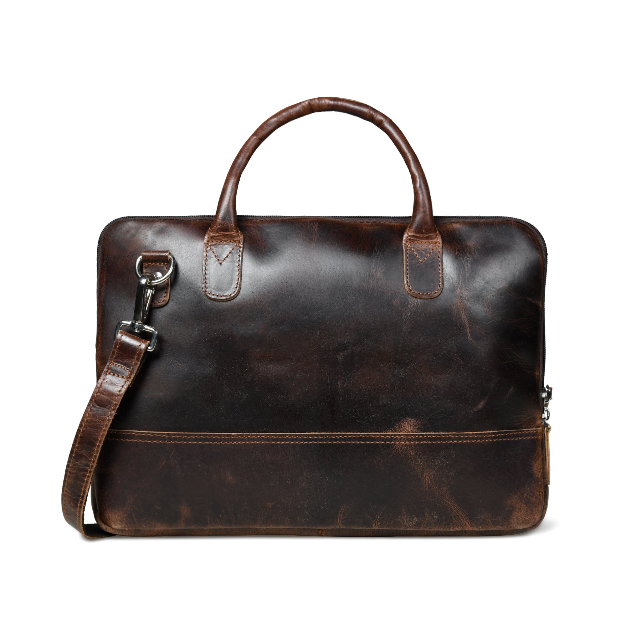 Modernist Leather Laptop Bag - Dark Brown thumbnail 9