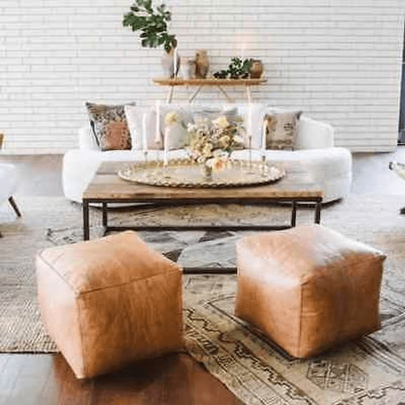 Moroccan Leather Pouf thumbnail 2