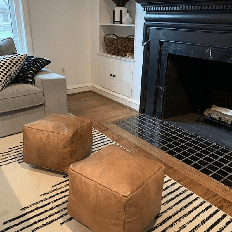 Moroccan Leather Pouf thumbnail 3
