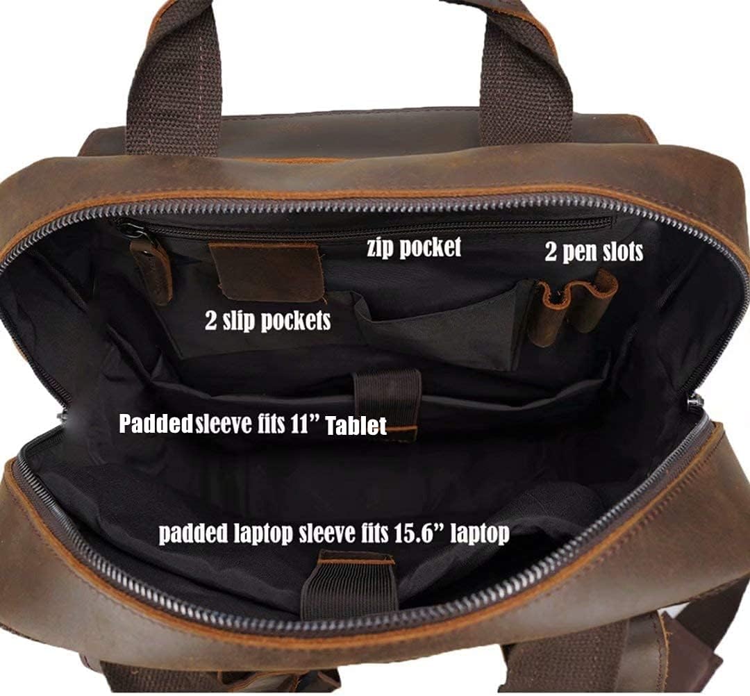 Multi-Pocket Leather Backpack thumbnail 5