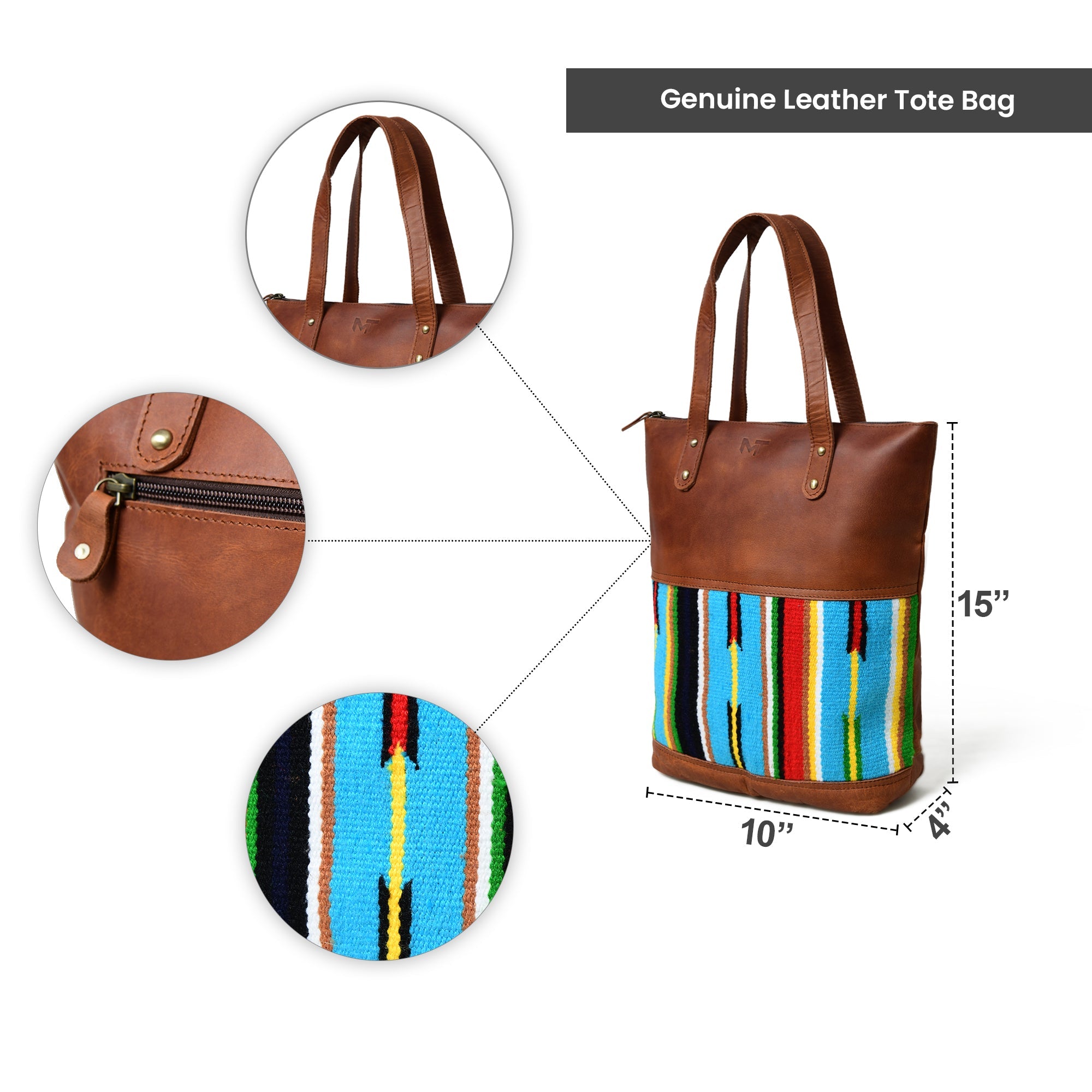 Multicoloured Leather Tote Bag thumbnail 10