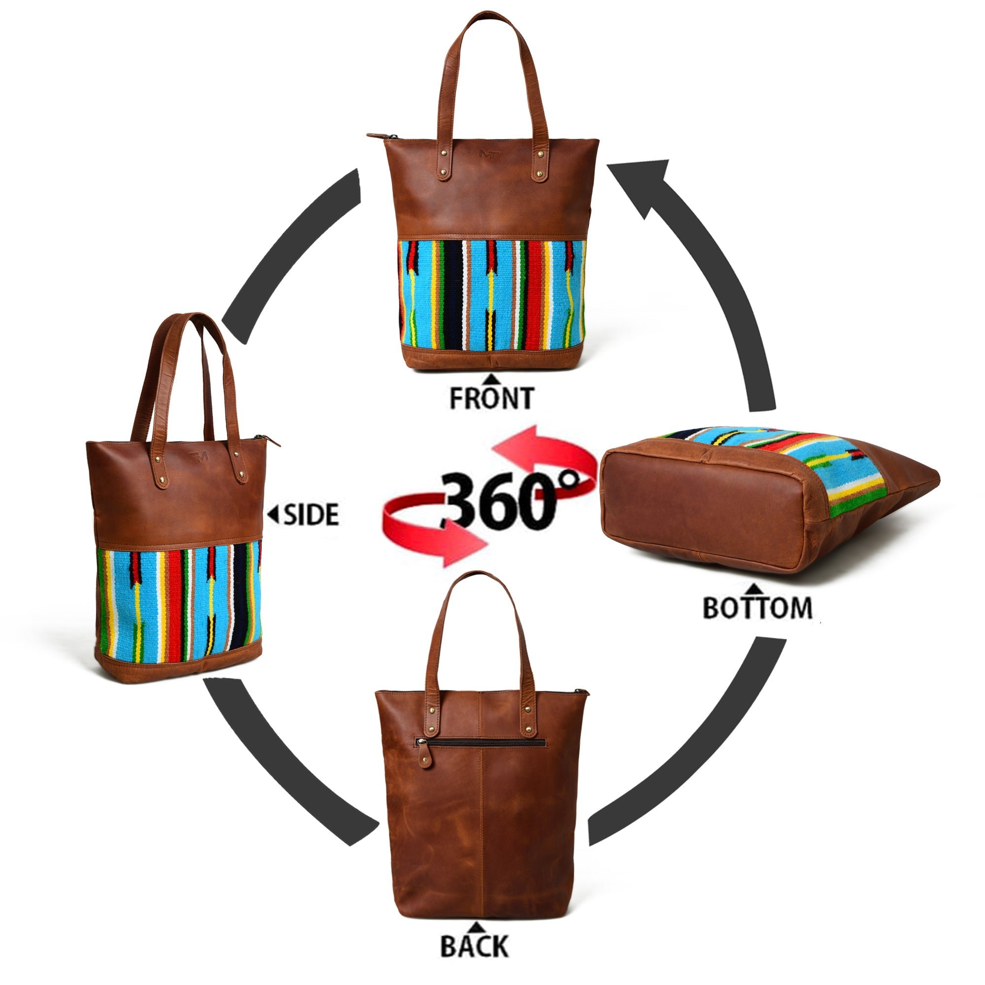 Multicoloured Leather Tote Bag thumbnail 11