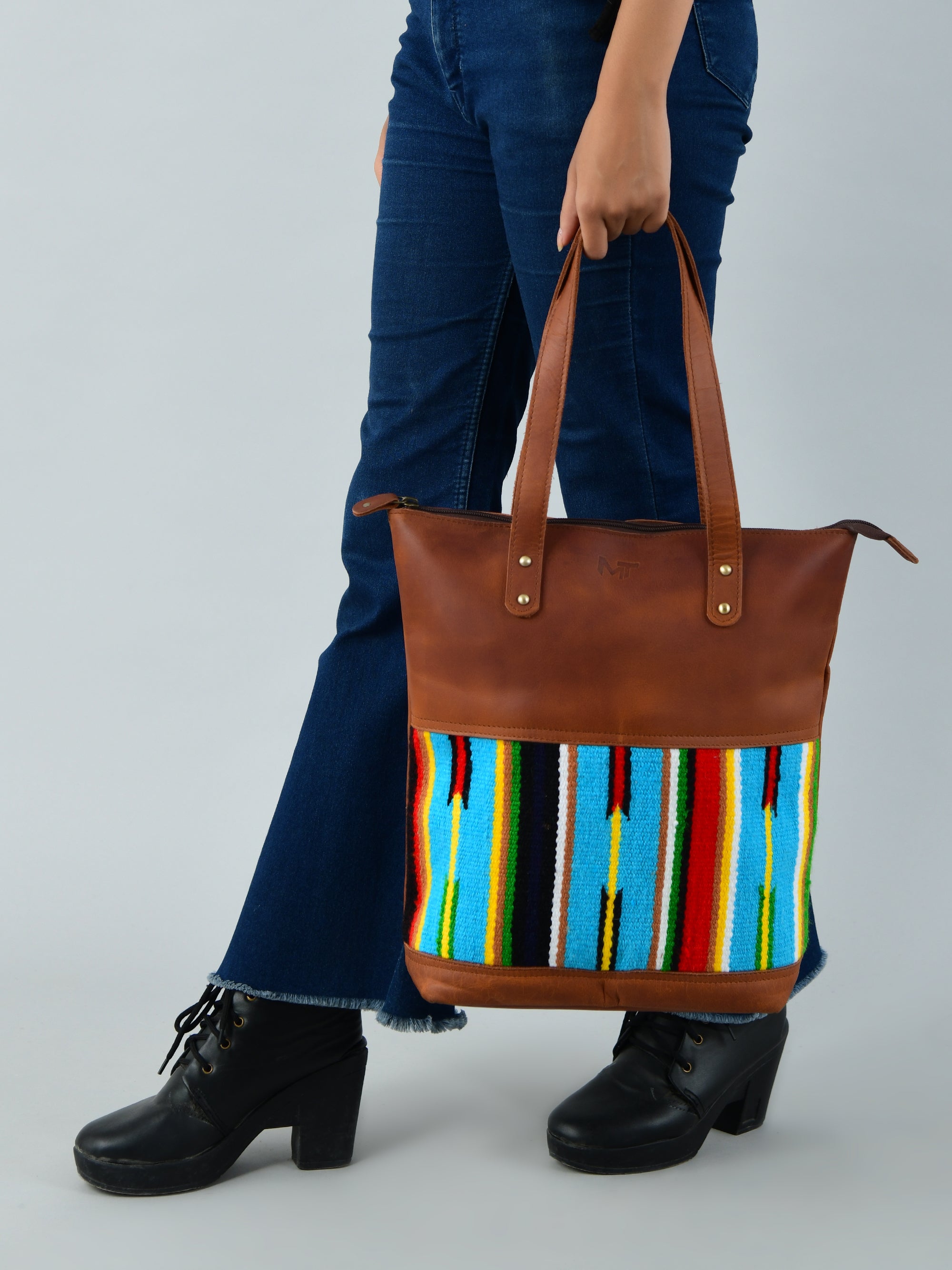 Multicoloured Leather Tote Bag thumbnail 2