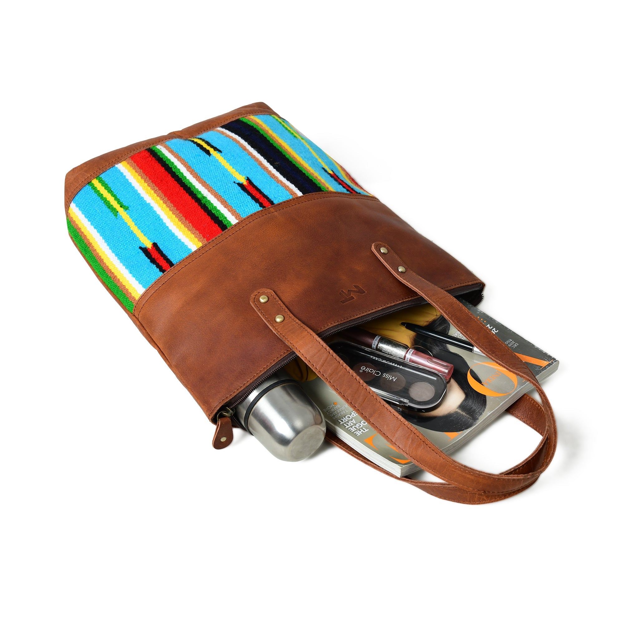 Multicoloured Leather Tote Bag thumbnail 9