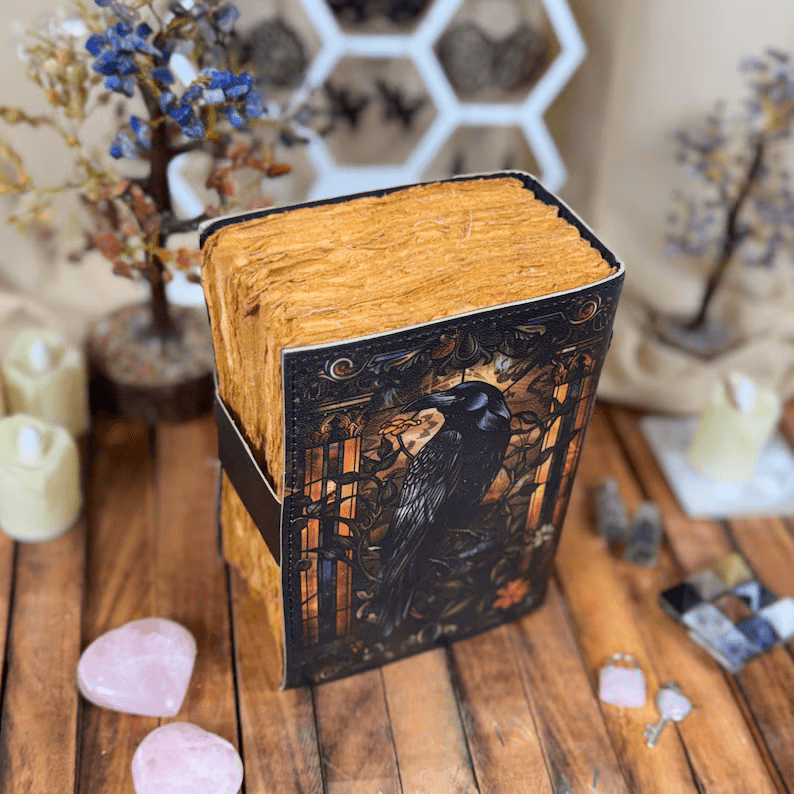 Mystic Raven Art Leather Diary with Antique Lock thumbnail 6