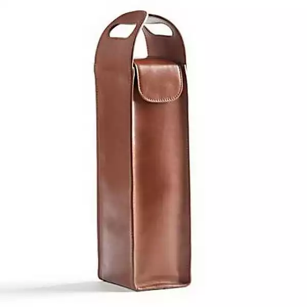 One Wine Carrier. Leather Wine Tote. Wine Holder. Engraved Wine Tote. Leather bottle holder